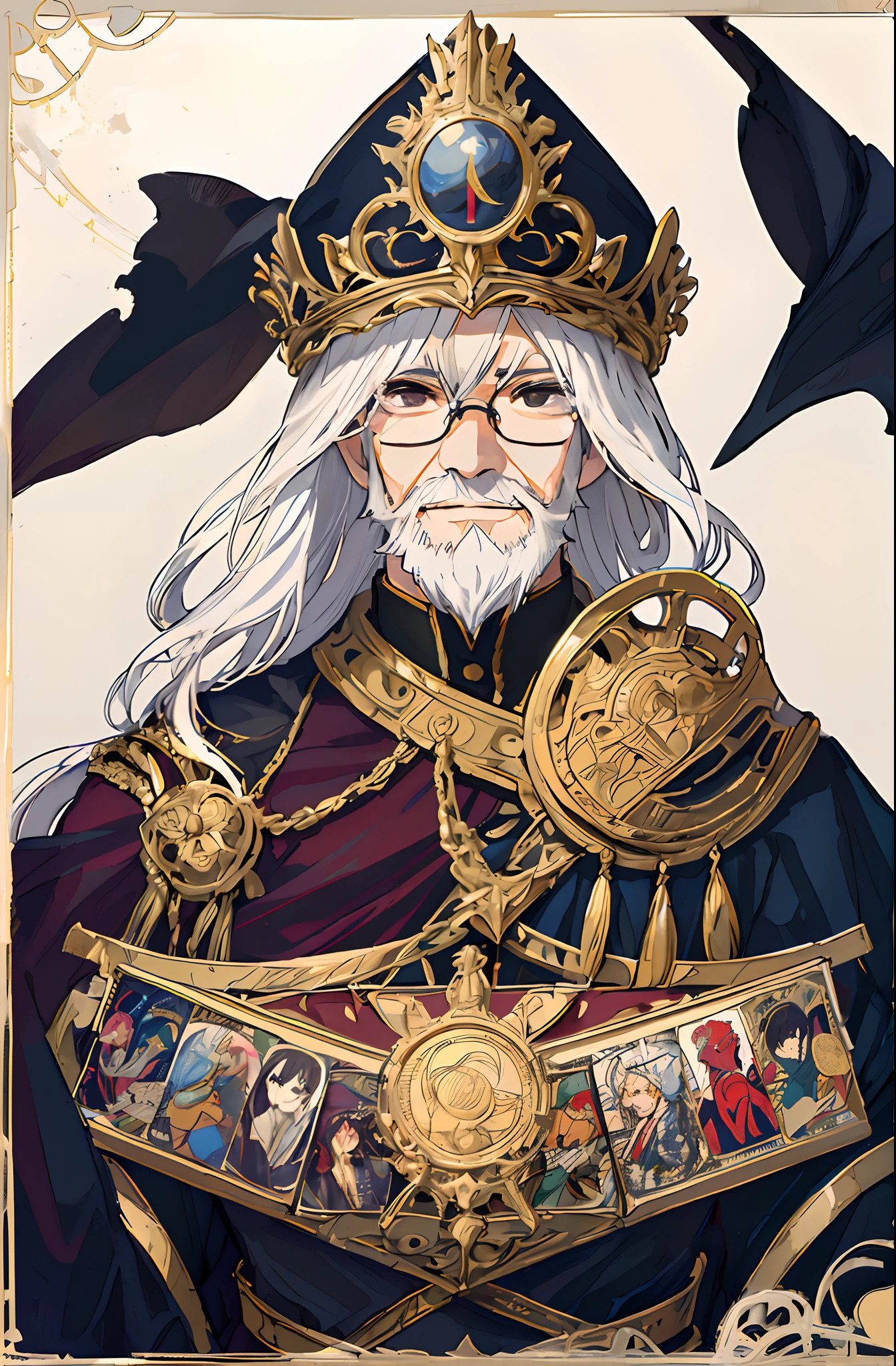 black eyes、Golden glasses with only one