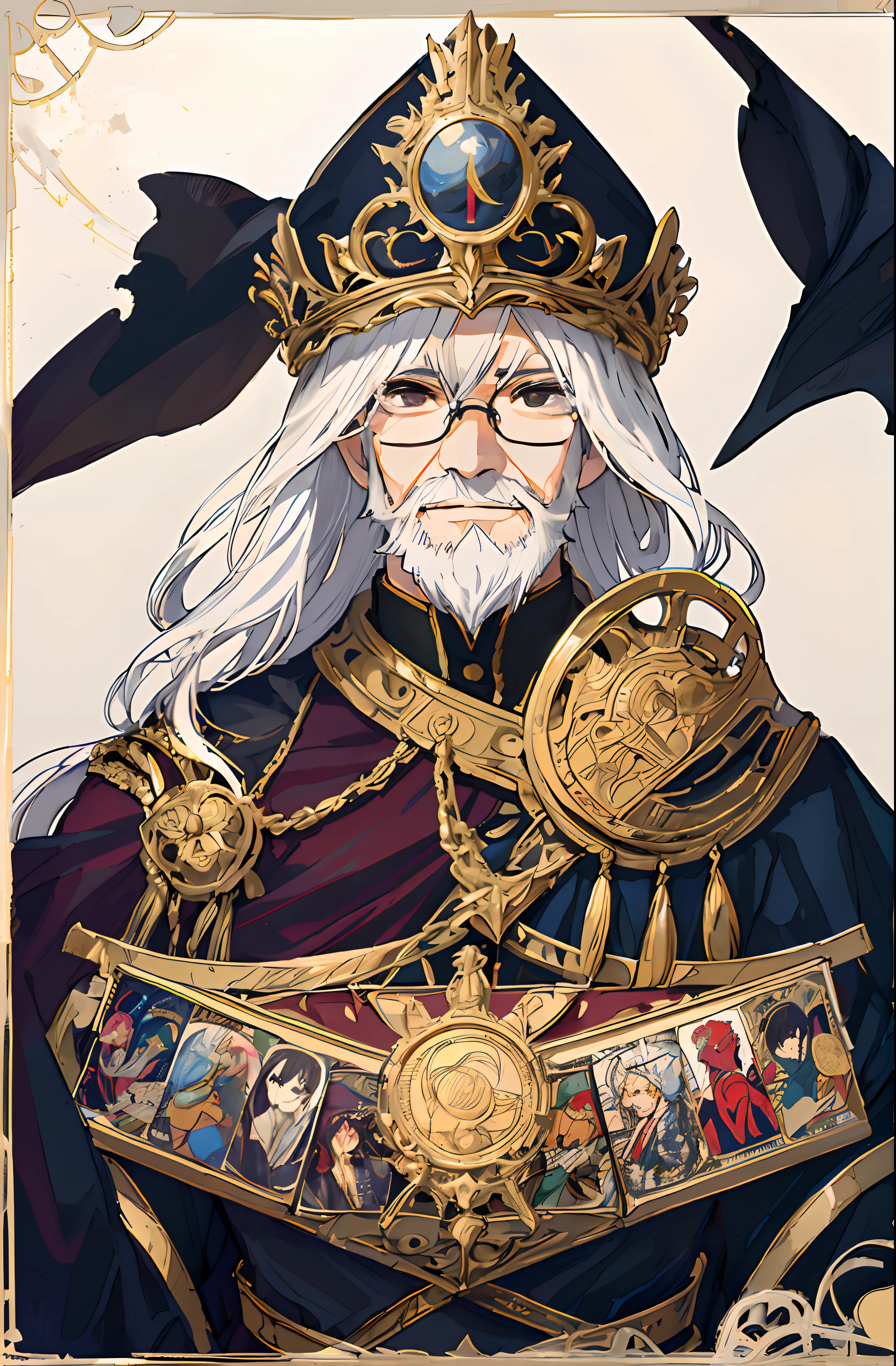 black eyes、Golden glasses with only one