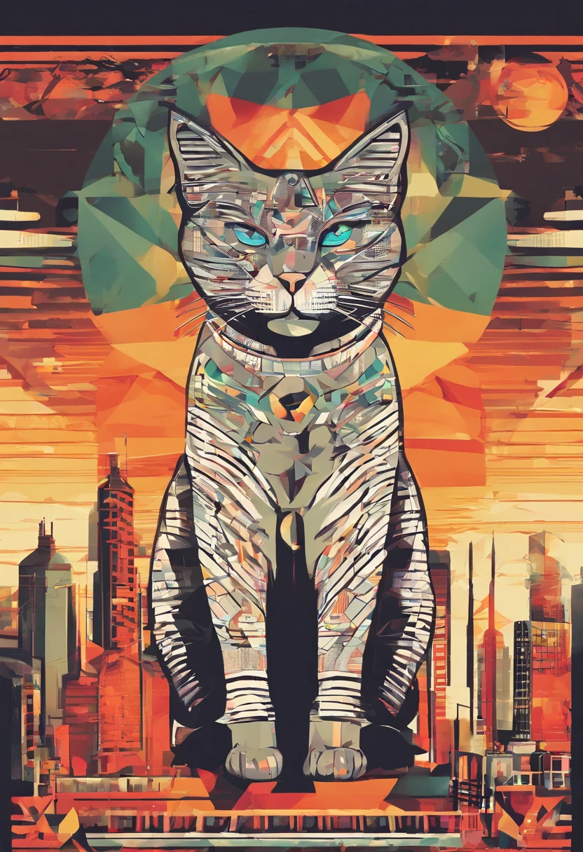 (nvinkpunk:1.2) (estilo snthwve:0.8) gato-de-bengala, anthro, lightwave, sun sunset, intrincado, altamente detalhado