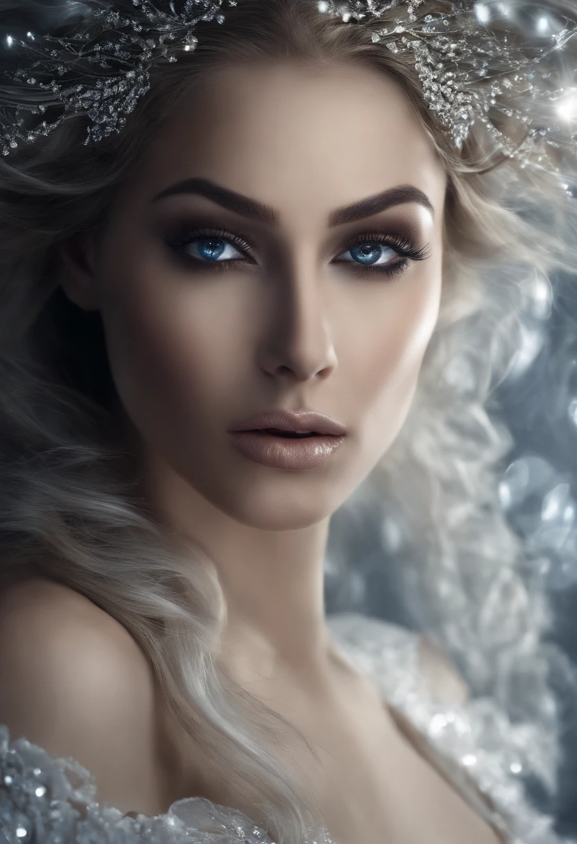 3d rendering of white blonde girl with blue eyes with her feet and hand bound with white rope