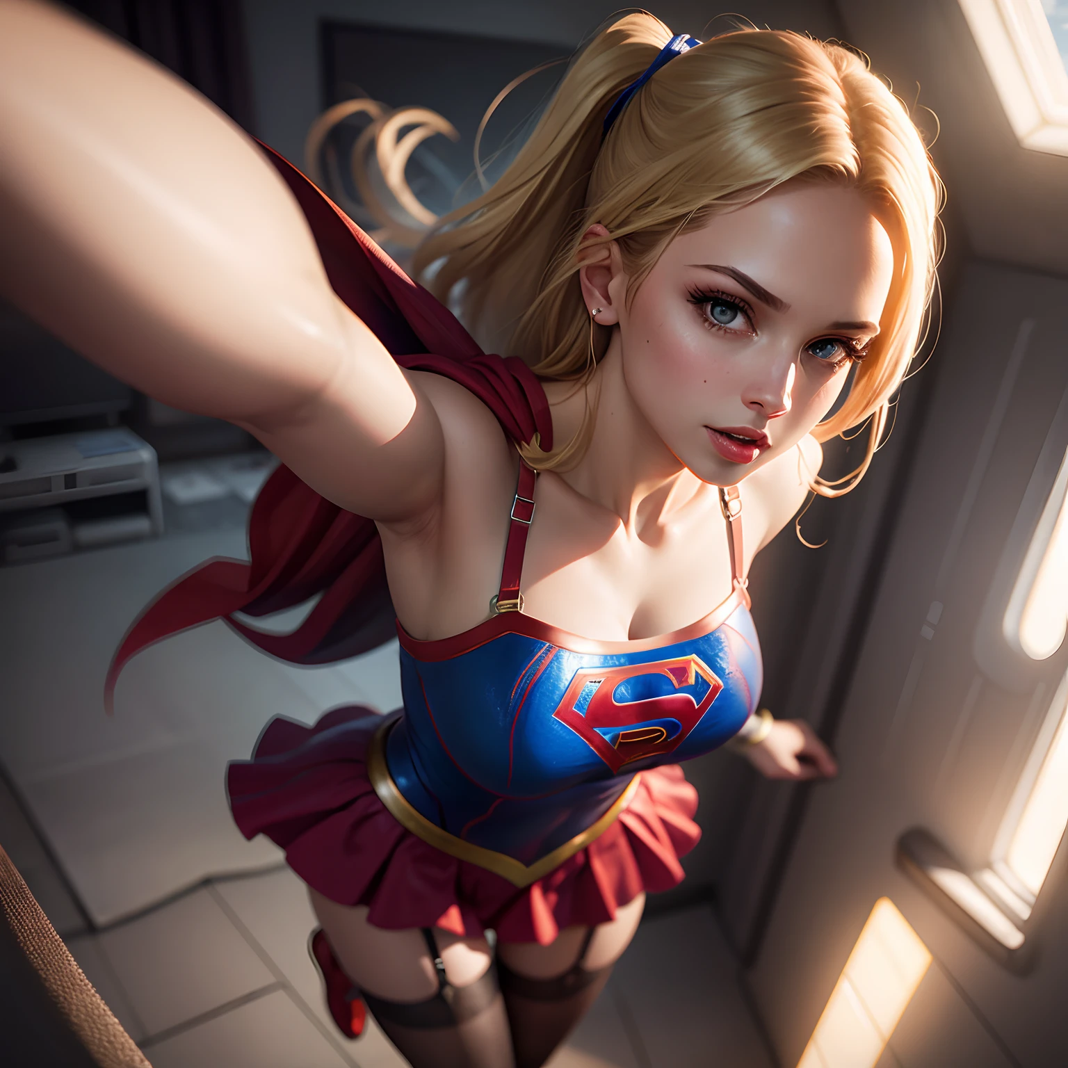 A super girl nua soltando raio lazer pela vagina