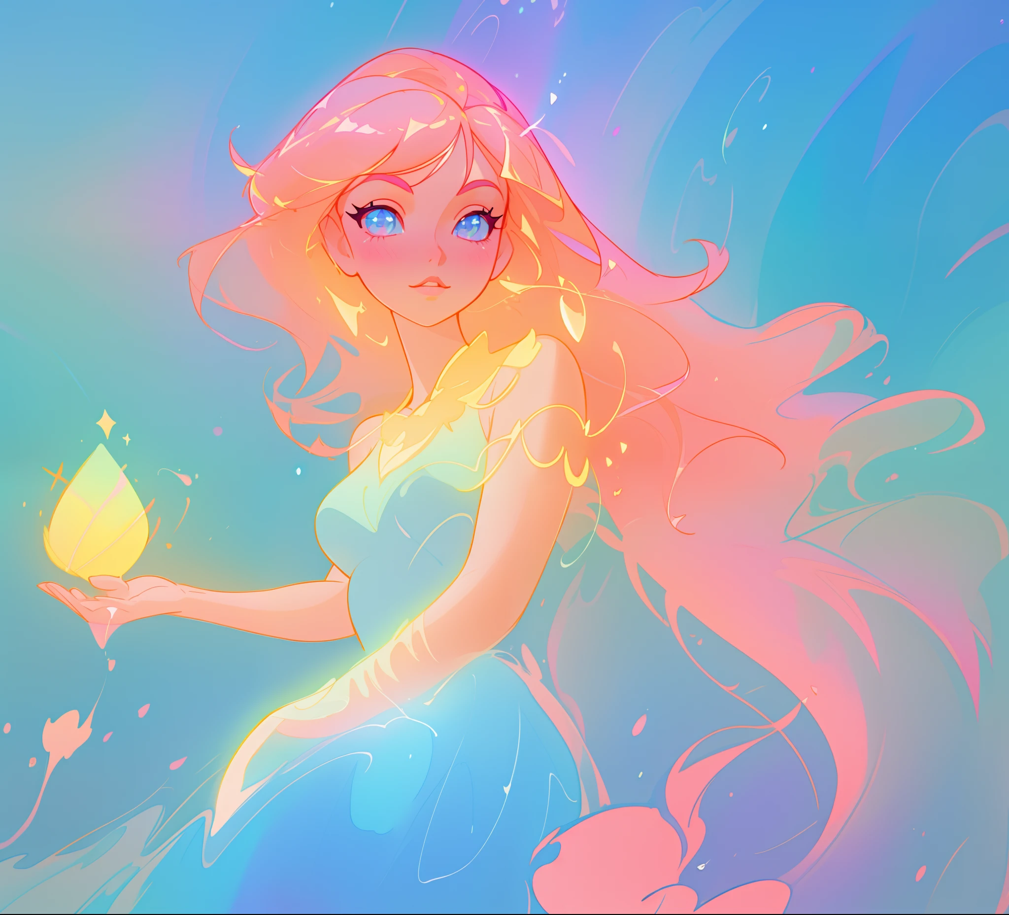 a slime girl with Pokimane's face, beautiful detailed eyes, beautiful detailed lips, extremely detailed skin and face, longeyelashes, slime body, iridescent slime texture, detailed iridescent slime tentacles, fantasy sci-fi environment, glowing lights, neon colors, vibrant colors, 8k, best quality, ultra-detailed, realistic, photorealistic, vivid colors, professional