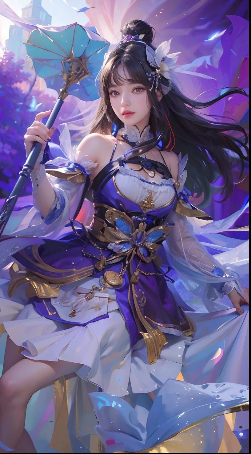 An beautiful girl, realistic , masterpiece, {extremely detailed CG unity 8k wallpaper}, Amazing, finely detail, solo, detailed background, beautiful detailed eyes, cleavage, bright pupils, {{full body}, }, dynamic pose, looking at viewer, detailed clothes, cinematic lighting, close-up, best quality, Masterpiece quality, best quality, high_quality, high_resolution, masterpiece*portait, whitespace, colorful, 1girl, solo, black_hair, prism hair, realistic eyes, realistic eyes, blue eyes, full_body, realistic hand, realistic finger, good finger, real texture, real image, serious, masterpiece realistic