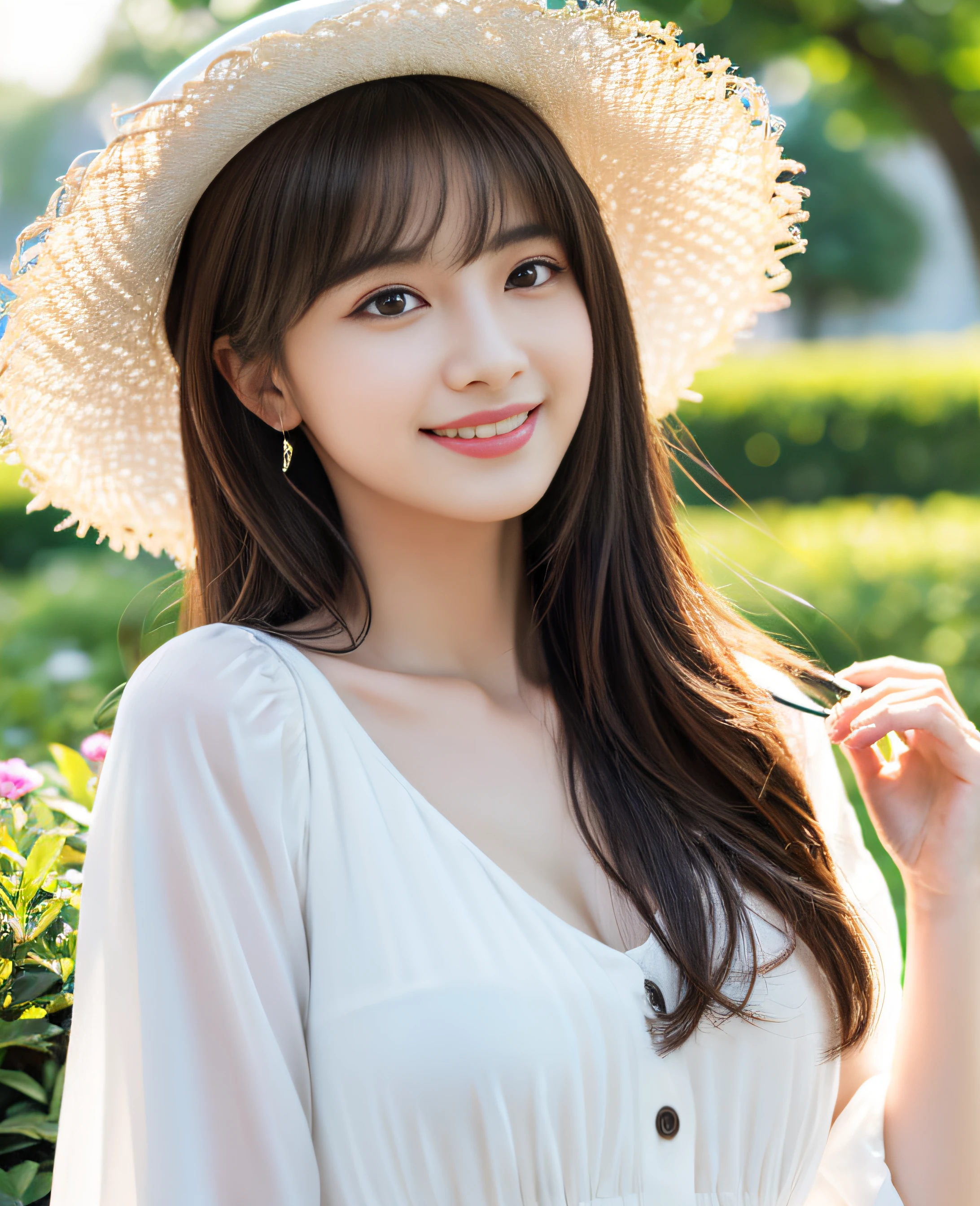 (masterpiece、highest quality、ultra high resolution、8K)、(1 very cute 14 year old girl:1.1)、(Perfect composition where the girl fits neatly into the frame:1.1)、thin、Naïve girl、(perfect anatomy:1.1)、(wavy hair:1.1)、big breasts、emphasize the bust line、(Completely naked:1.1)、Uniform ribbon that fits perfectly on the chest、(beautiful glowing skin:1.1)、Moist eyes、classy beautiful lipstick、perfect makeup、long eyelashes、elegant and beautiful eyeshadow、Gorgeous beautiful necklace、brown shiny hair、Colors and landscapes of youth、feeling of love、outside、A shy smile looked at me、very bright and refreshing、Show your beautiful teeth and smile big、(close up of body:1.3)