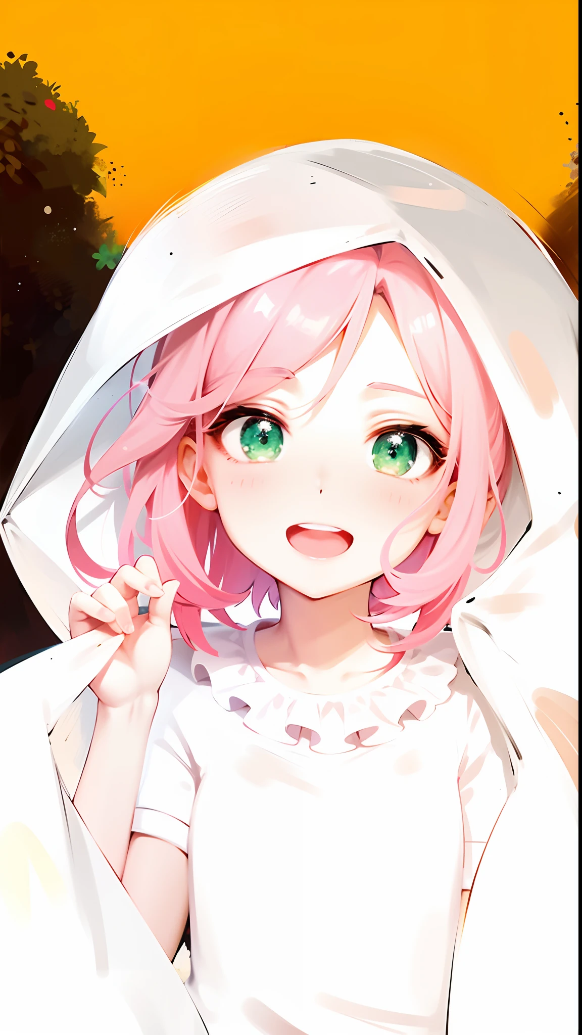  anime com cabelo rosa e olhos verdes no vestido branco, haruno sakura, sakura haruno, Sakura Haruno no modo Slug Sage, [[[[sorrindo malvado]]]], Demon Slayer rui fanart, visual anime de uma meninao, Shirabii, em estilo anime, em estilo anime, Neferpitou, com cabelo rosa, garota de cabelo rosa, art 8K, desenho detalhado, olhos verdes, ceu com nuvens e pasaros