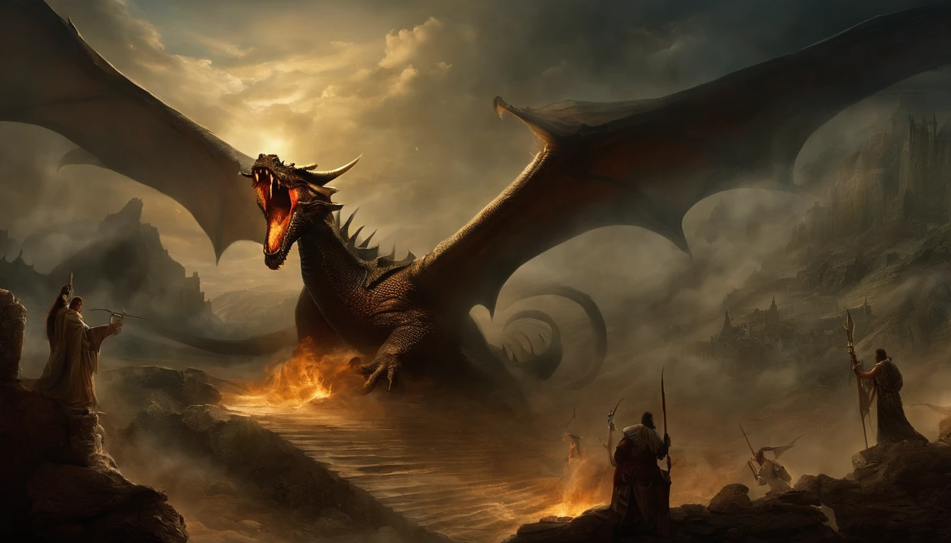 And an angel slaughtered the dragon, which was an old serpent, and a devil, and Satan, and bound him for a thousand years.
They threw them into an endless deep pit, locked them up, and sealed them so that they would not dazzle the nations until the end of a thousand years.
Scene from Revelation 20 in the Bible