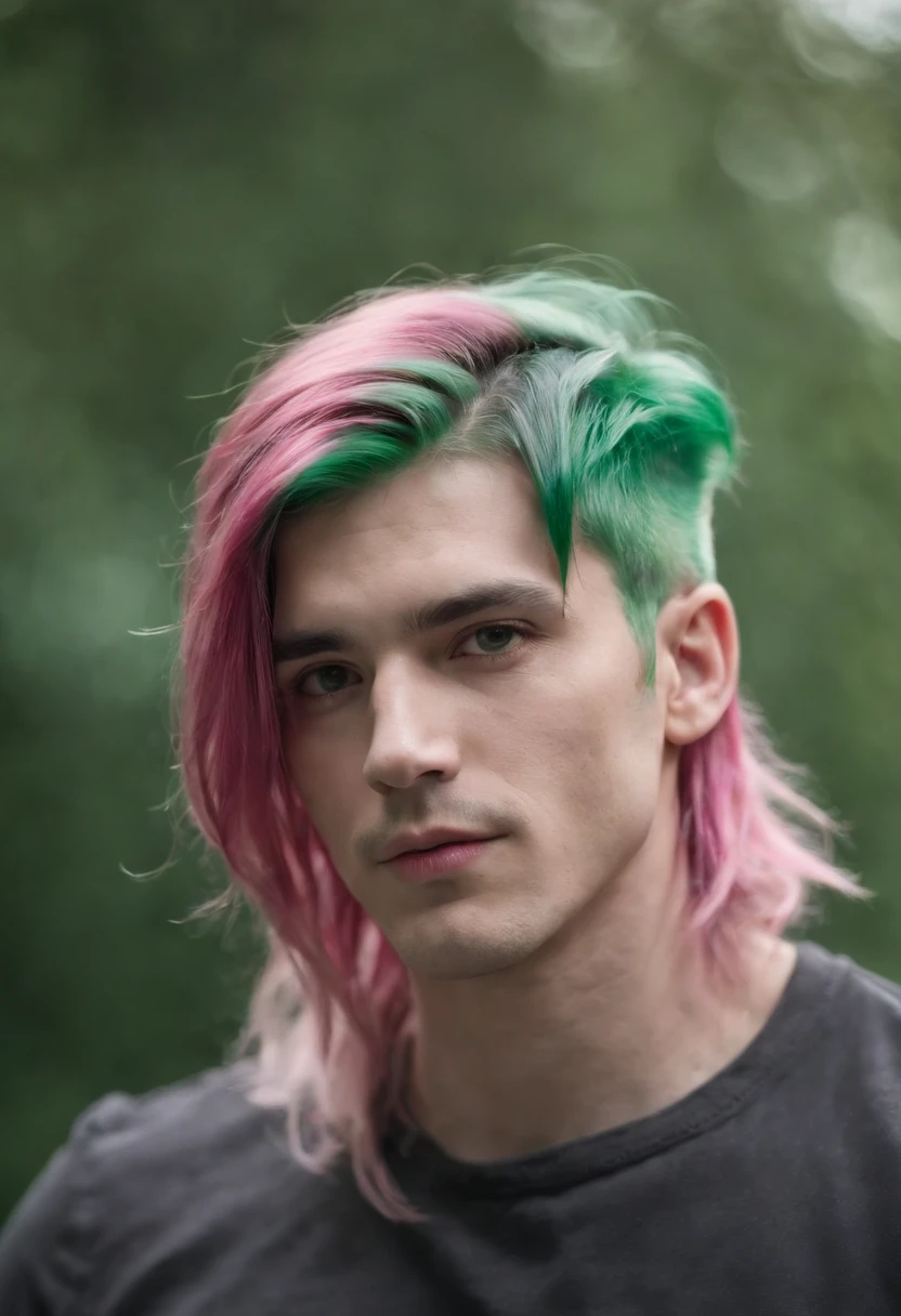 male with green and pink hair