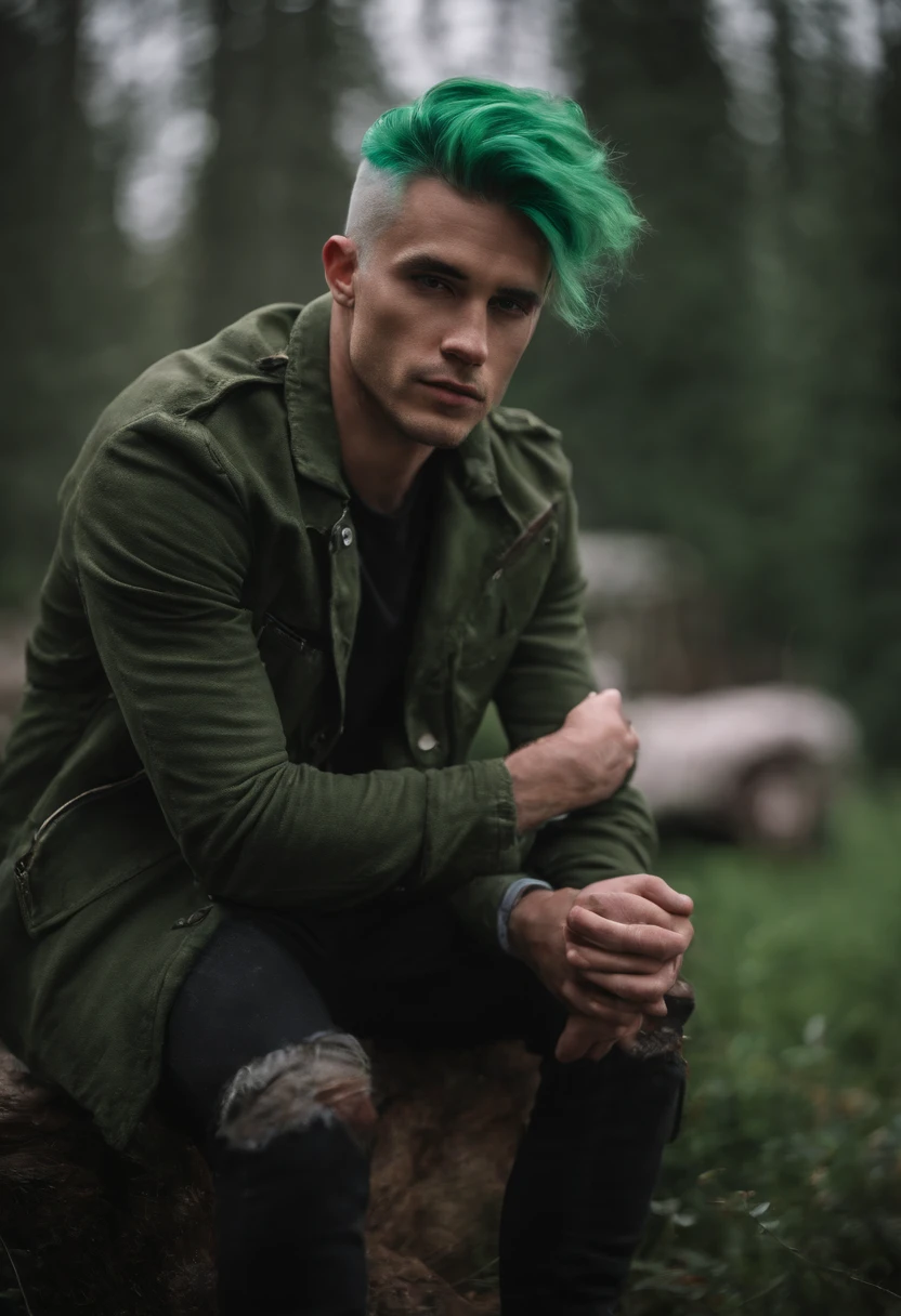 male with green and pink hair