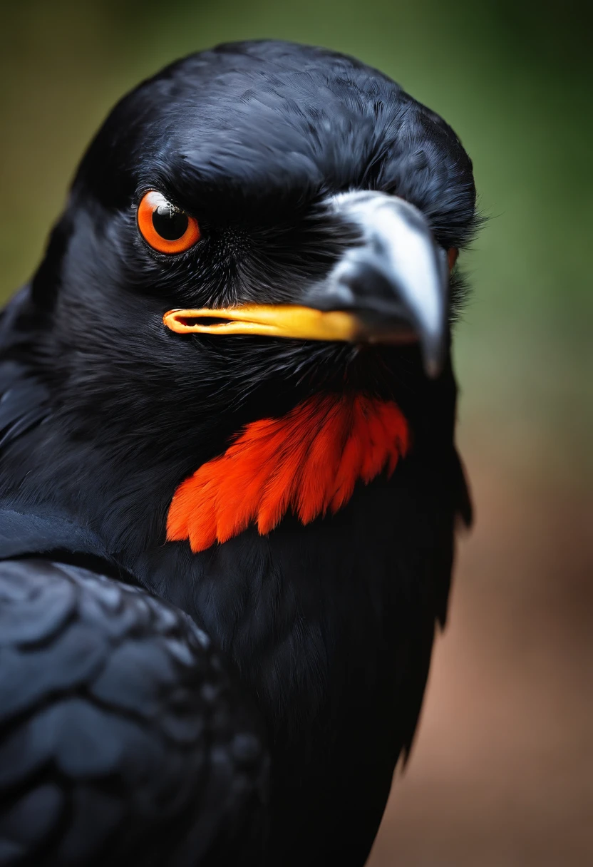 The face of a fierce crow.