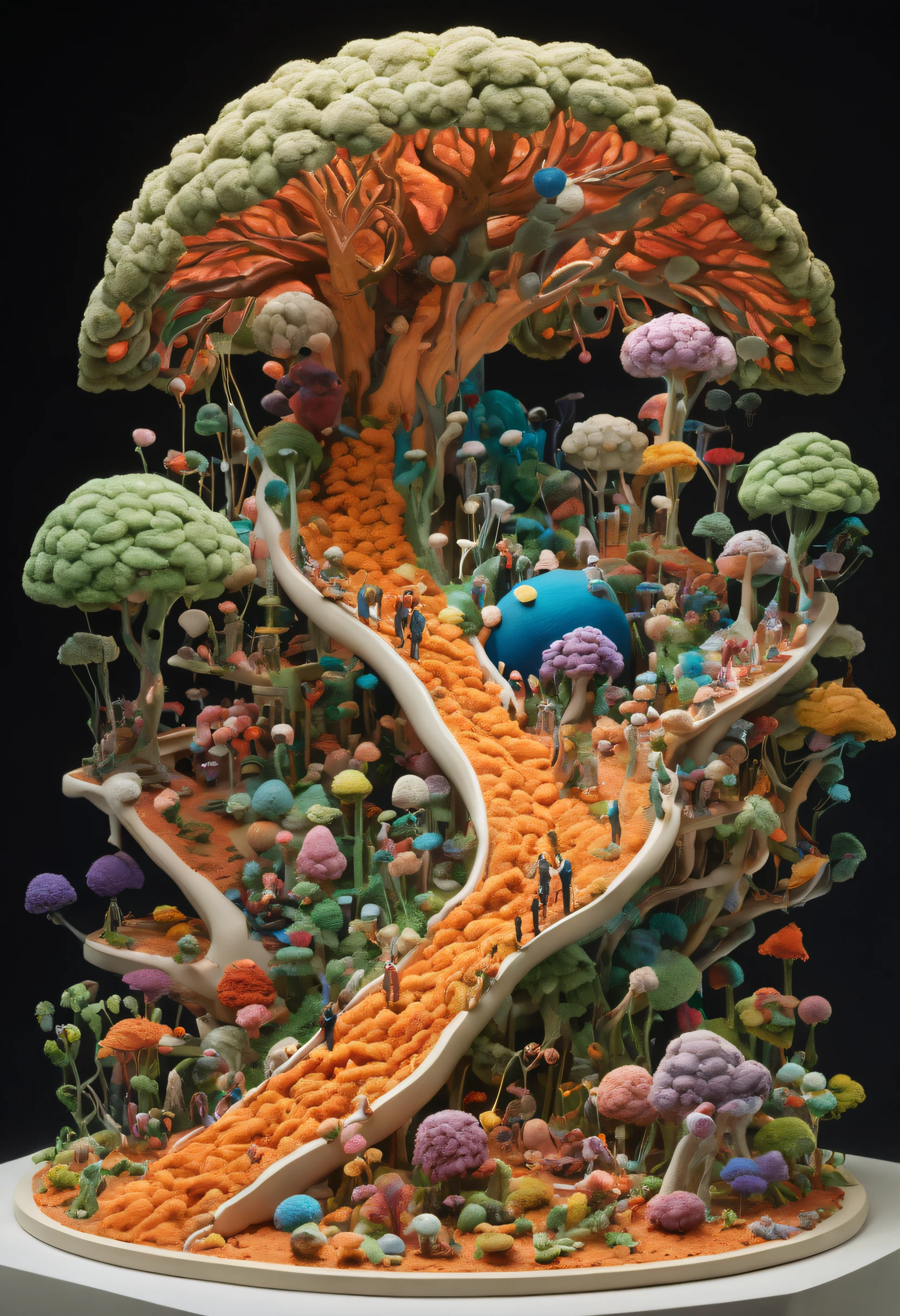 future where artists use advanced genetic engineering to incorporate living organisms into their art pieces, claymation, masterpiece, UHD, axonometric view