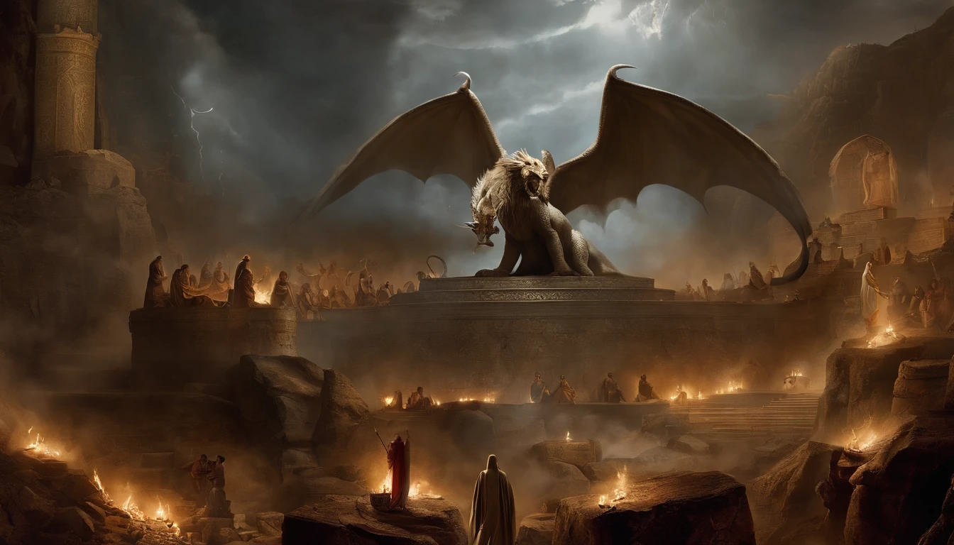 Then the angel caught the dragon and put it in chains,It was an old snake, And the devil, and Satan, Bound him for a thousand years.
  They threw them into an endless deep pit, Locked them up, And he sealed them,, He did not allow the nations to be dazzled until the end of the millennium.
A scene from Revelation 20 in the Bible