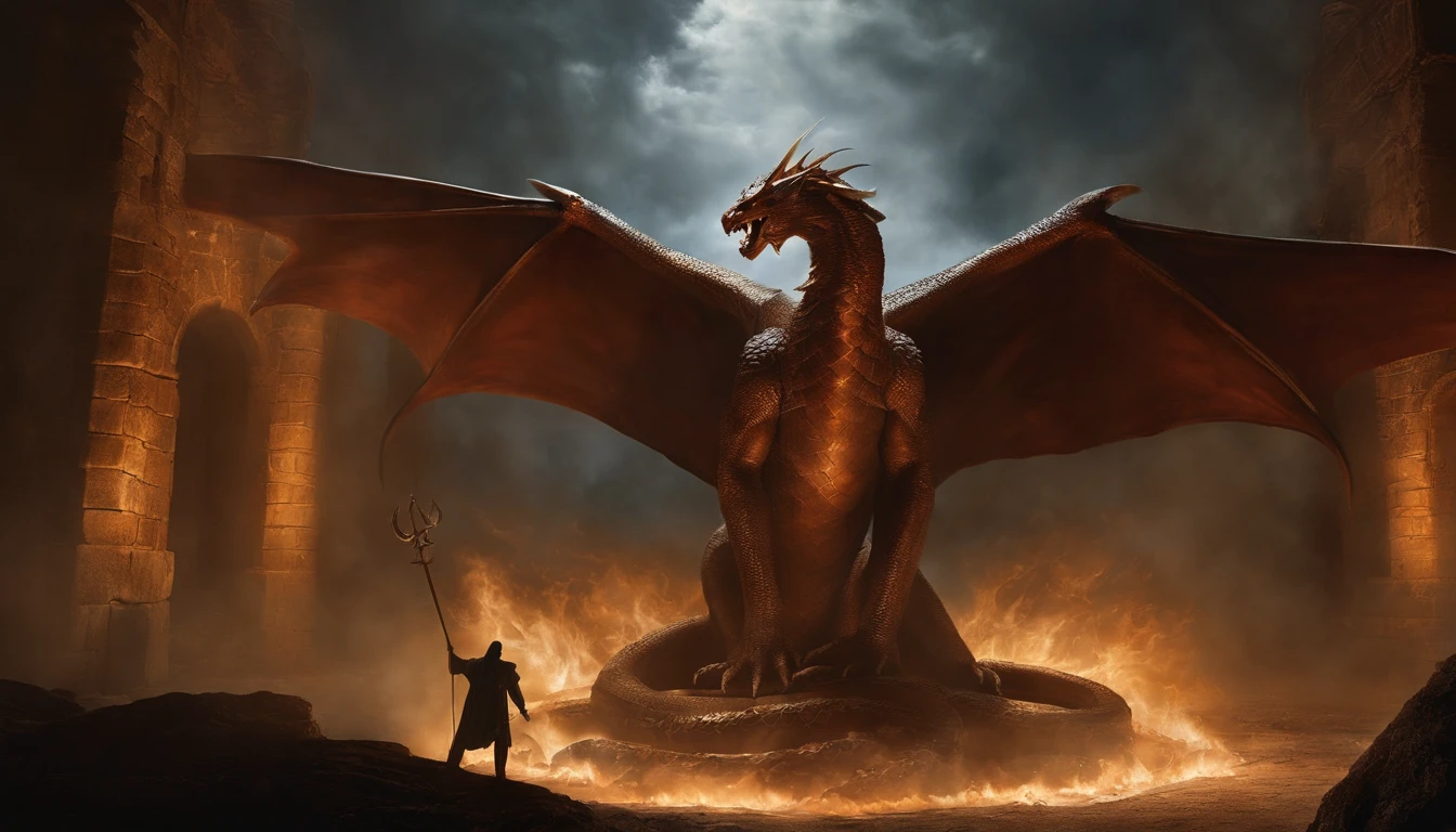Then the angel caught the dragon and put it in chains,It was an old snake, And the devil, and Satan, Bound him for a thousand years.
They threw them into an endless deep pit, Locked them up, And He sealed them,, He did not allow the nations to shine until the end of the millennium.
A scene from Revelation 20 in the Bible