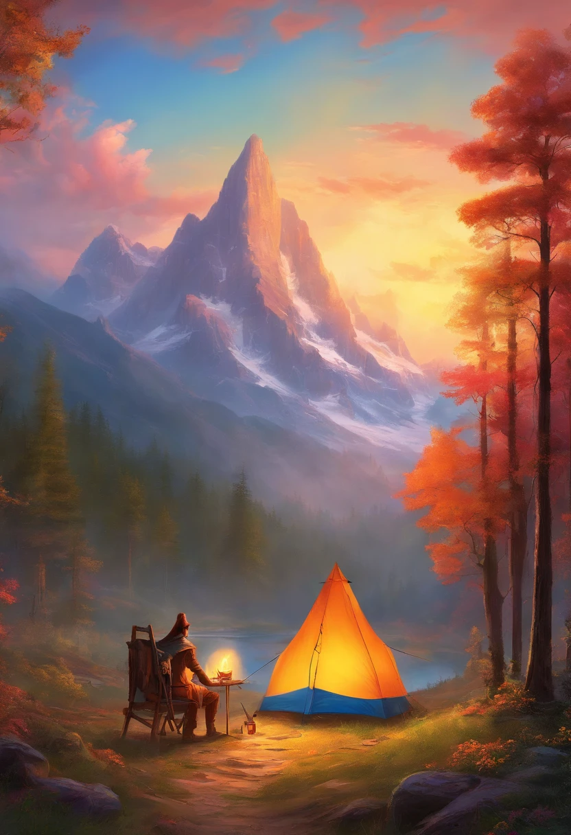 RV camping,Pop art,Albert Bierstadt,Great outdoor activities,Close-up shot,prime time,