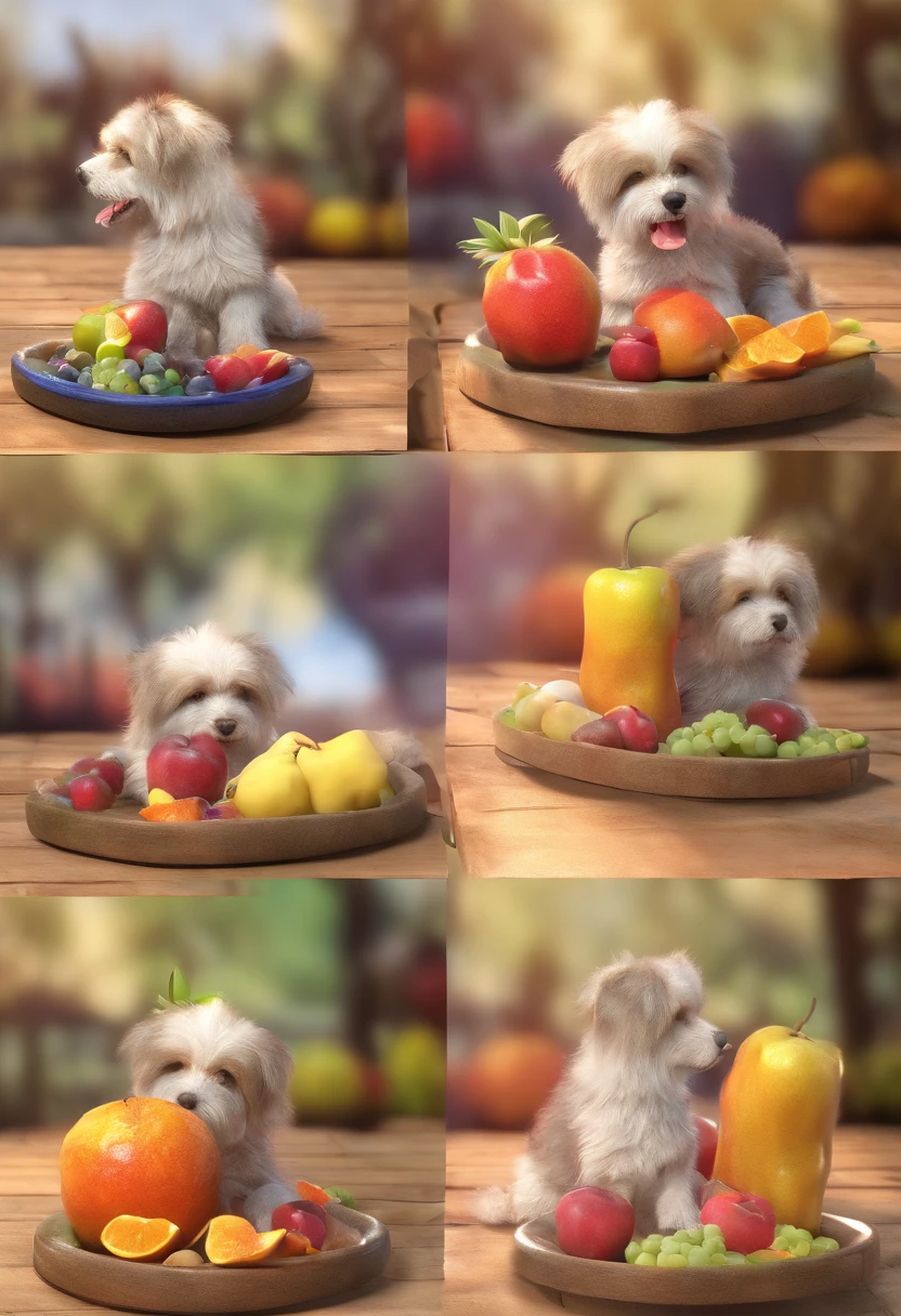 Make a German Sptiz Breed Dog Eating Fruit
