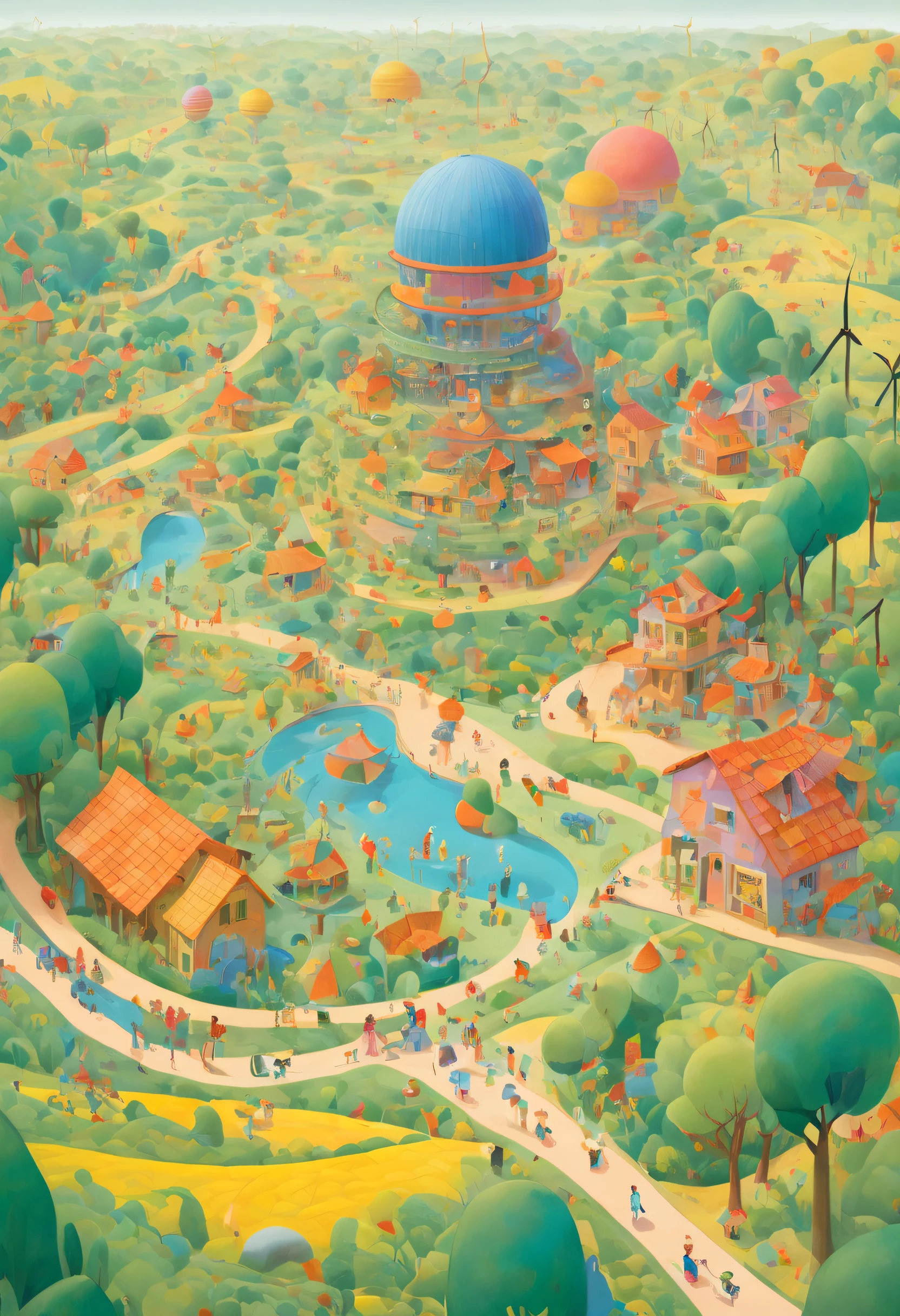 The long-term impact of the adoption of renewable energy on global carbon emission reduction and energy grid stability, In Iwan Baan's style is a blend of Mary Blair's imaginative style