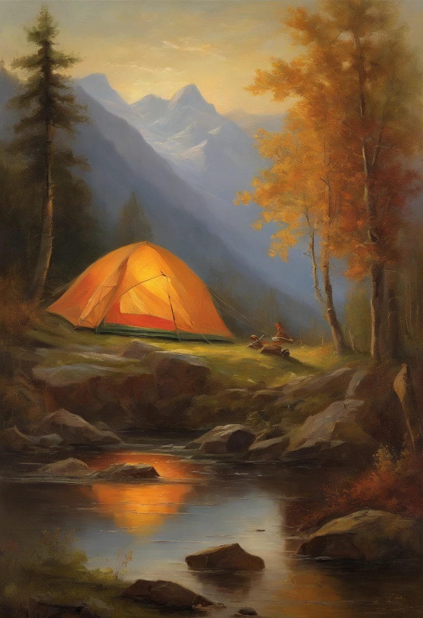 RV camping,Pop art,Albert Bierstadt,Great outdoor activities,Close-up shot,prime time,