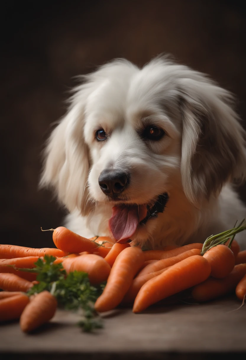 Make a German Sptiz Breed Dog Eating Chopped Carrots