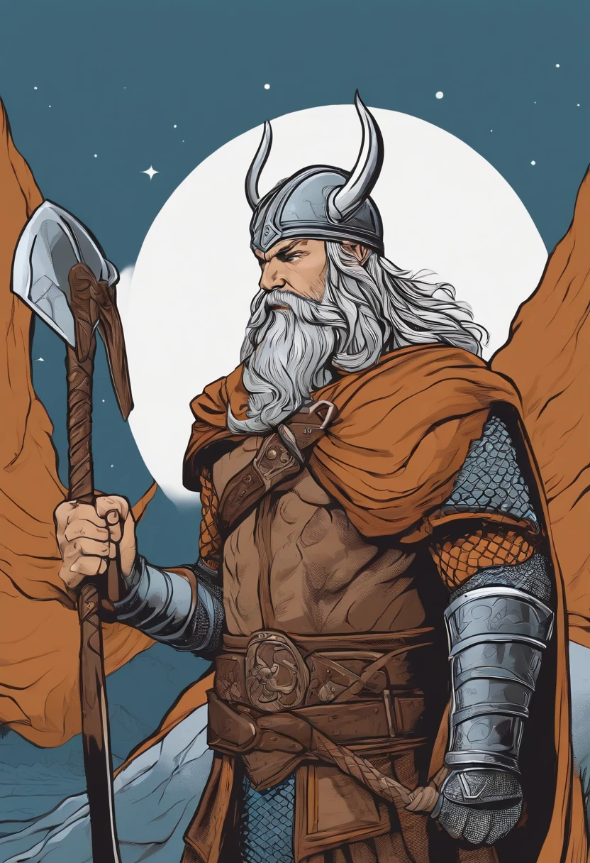 viking forte, bebendo uma cerveja, corpo inteiro, Comic book style, vetor, Inspirado em Thor, carismatico, sem fundo, roupa azul e laranja, cabelo e barba loiro