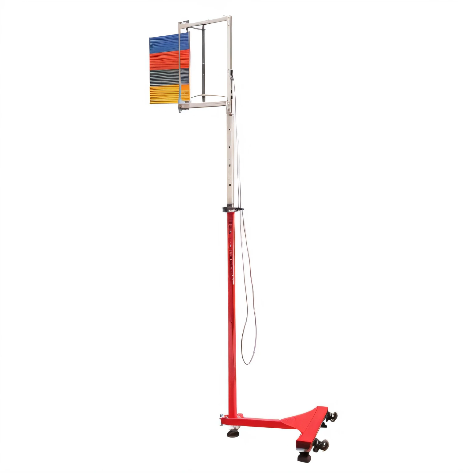 This is a height tester used to evaluate an athlete's ability to jump and touch a height, producing a picture of an athlete using it on a white background