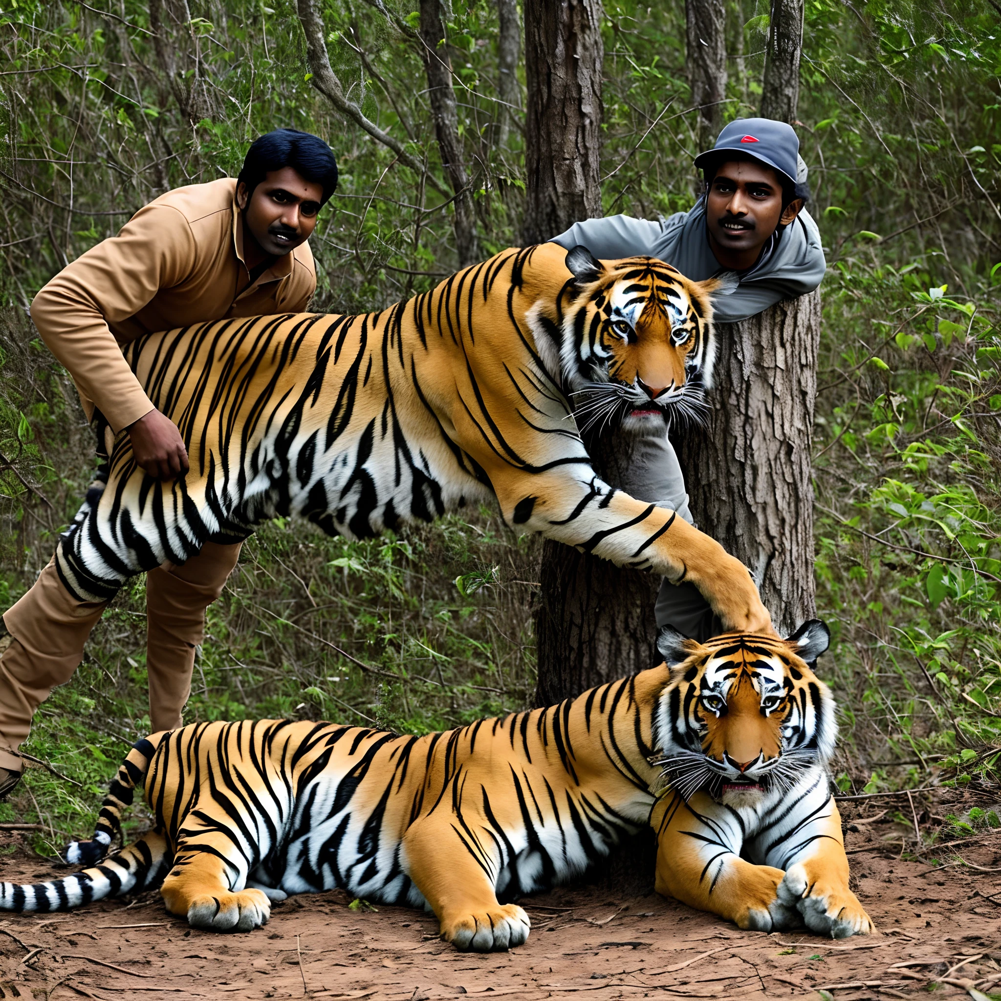 Indian male hunting for tiger