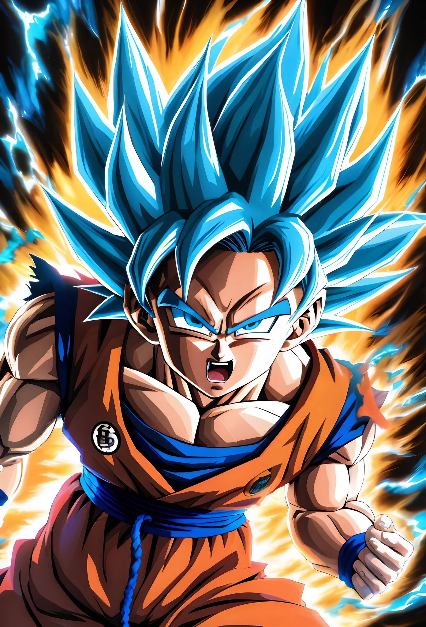 Um close up de um desenho animado de um Goku Azul, super saiyajin azul, Super Sayian Goku, Super Saiyajin Goku, Retrato altamente detalhado de Goku, Retrato de Goku, Super Saiyajin, Ultra instinto, Filho Goku, Retrato de Goku, indo super saiyajin, Super Sayan, Goku, Arte HD, 3840x2160