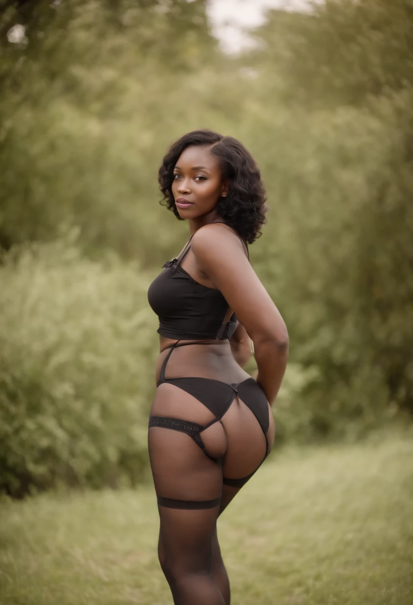 Black suspender stockings african woman