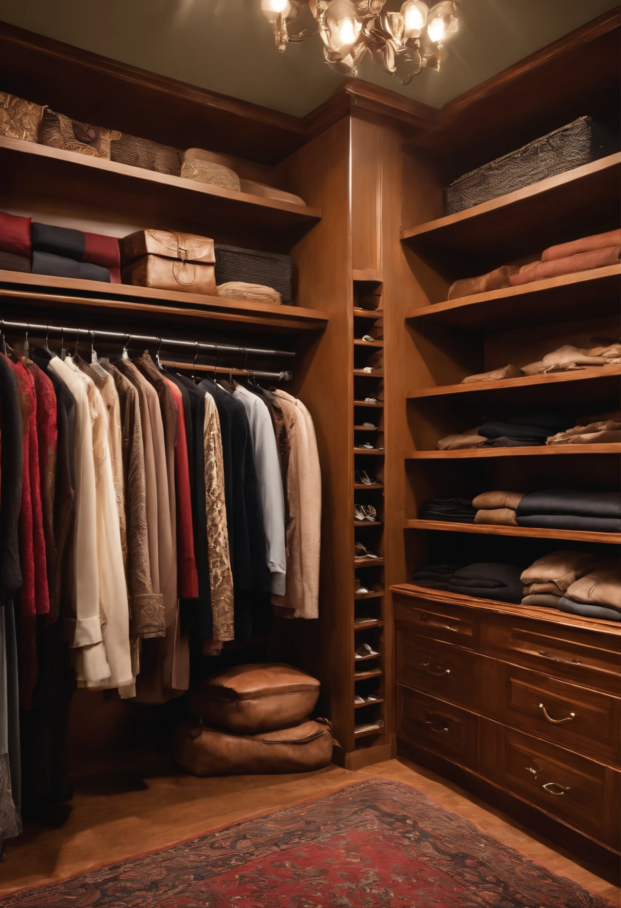 Large walk-in closet,Lots of clothes,thrift,luxurious clothes,