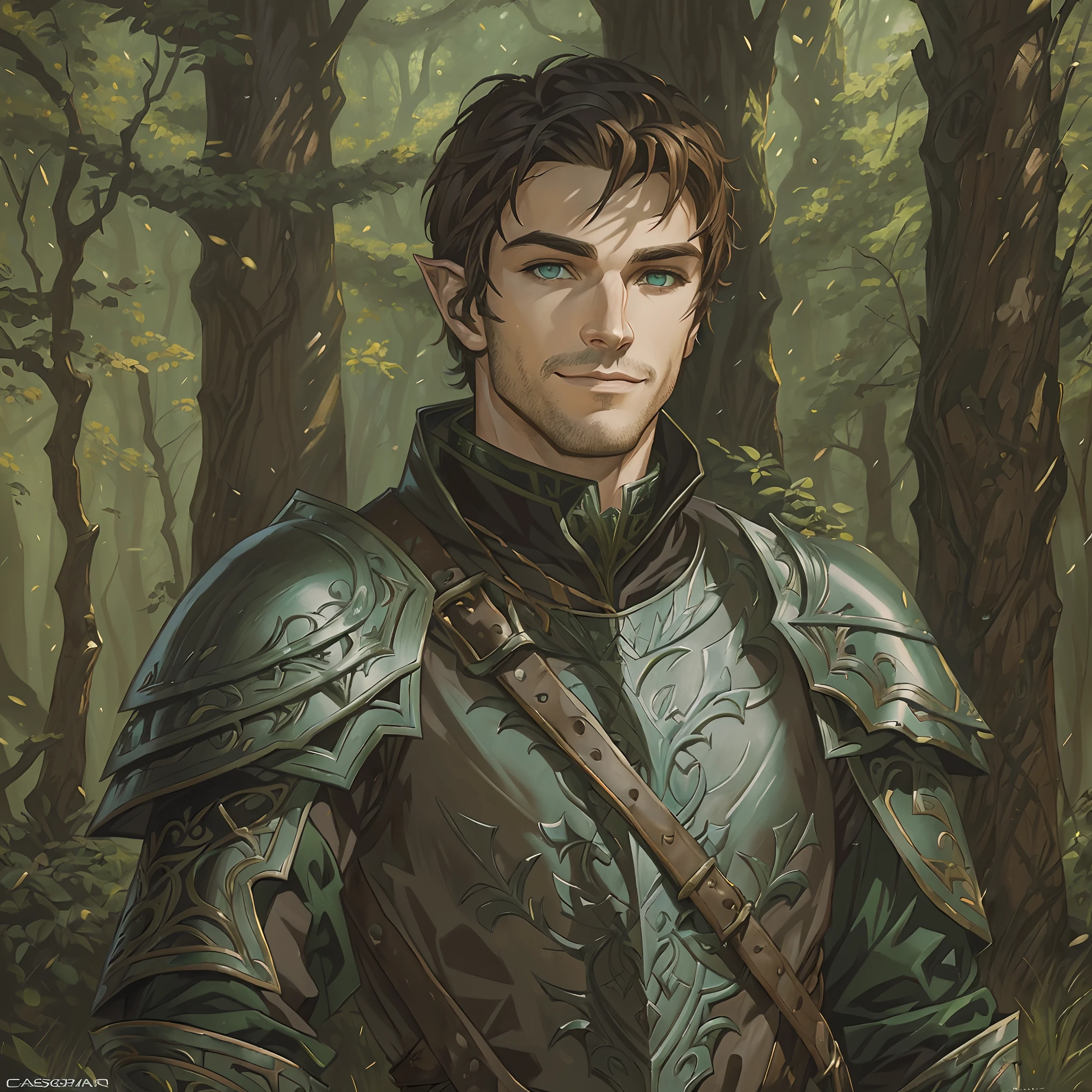 a portrait of a male rogue, handsome guy in dungeons and dragons art, rugged male, male human rogue, a male human, casimir art, portrait of a forest rogue, fantasy male portrait, a human male rogue, highly detailed exquisite fanart, fantasy art smug smile man, detailed character portrait, detailed eyes looking at viewer, both eyes the same size,