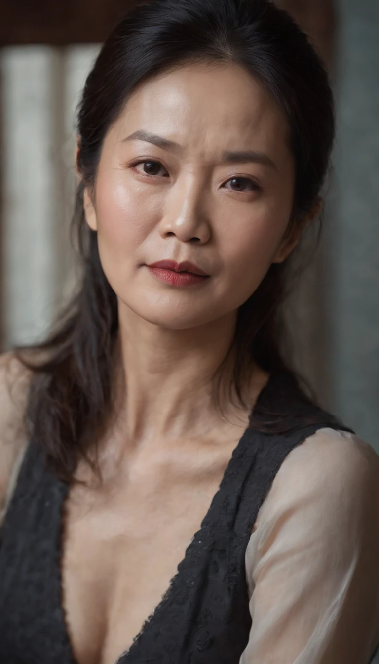 Half-body display,48-year-old Chinese woman,Beautiful bad guys are fierce