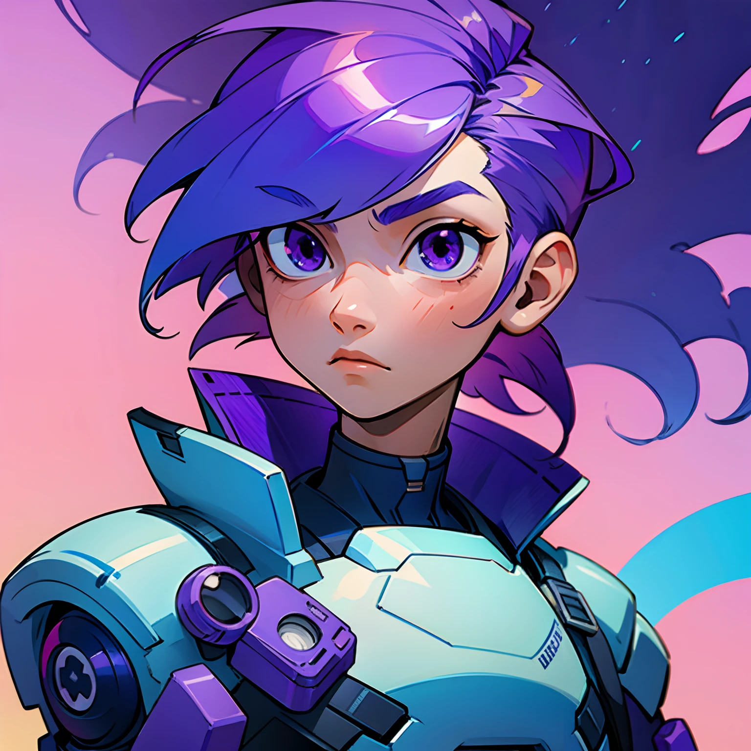 samsung if it was a boy character, purple hair, ((solo character)), future background