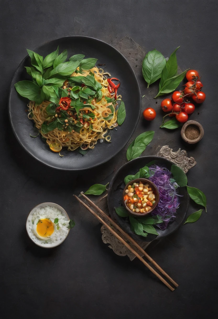 (bestquality:1.2, masterpice:1.2), vibrant, Realistic, Amazing and dark 8K photos:1.37, Thai Food, Fried sea basil, Natural backdrop