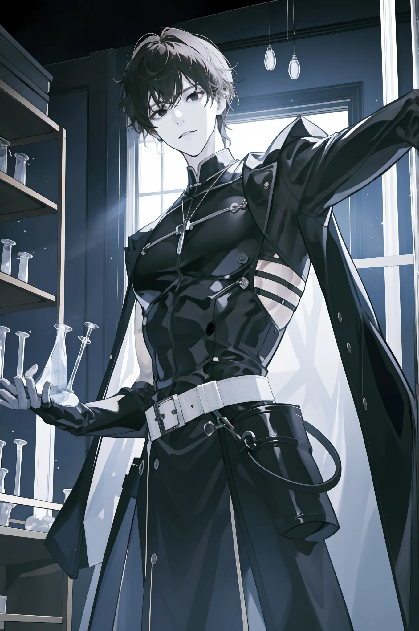 ultra-detailed, masterpiece, best quality, highres, extremely detailed, nsfw, (solo shoot:1.5), (1boy:1.5), man, (lean guy:1.5), short hair, work clothes, open shirt, bottomless, torn clothes, dead drunk, restrained, shackles, handcuffs, (bondage:1.5), (excessive cum:1.3), (cum on body:1.5), train interior