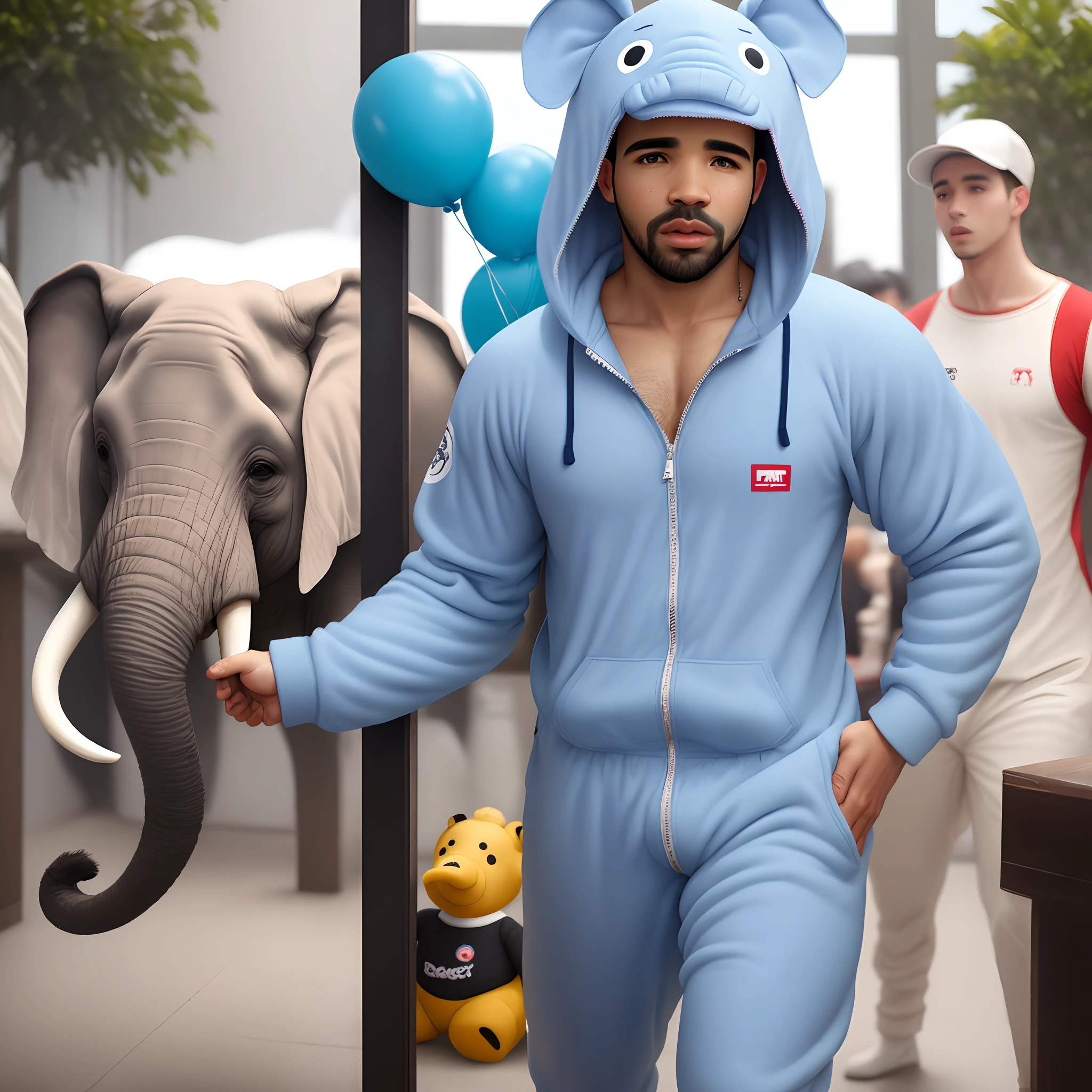 Drake wearing elephant onesie