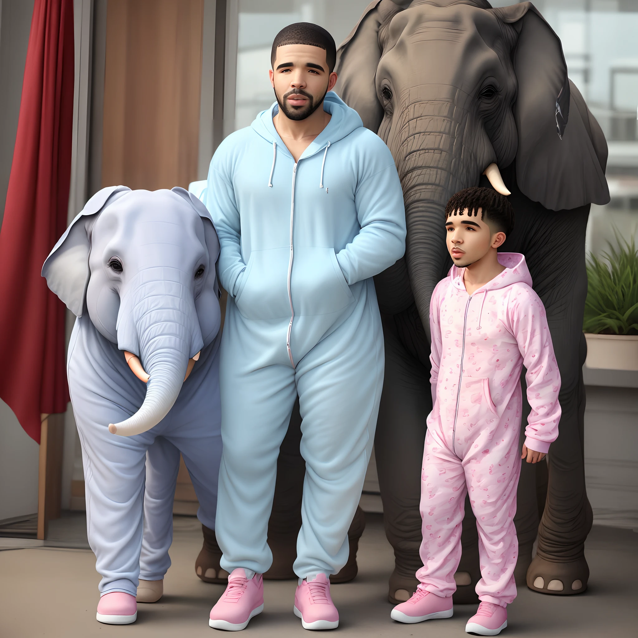 Drake wearing elephant onesie