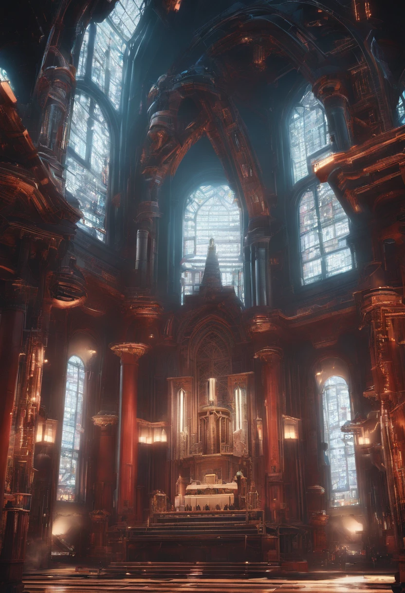 Warhammer 40k Space Marines worshiping Jesus Christ in Church. science fiction, front view, C4D, Oc renderer, unreal engine, high detail, 8k HD, studio light, real