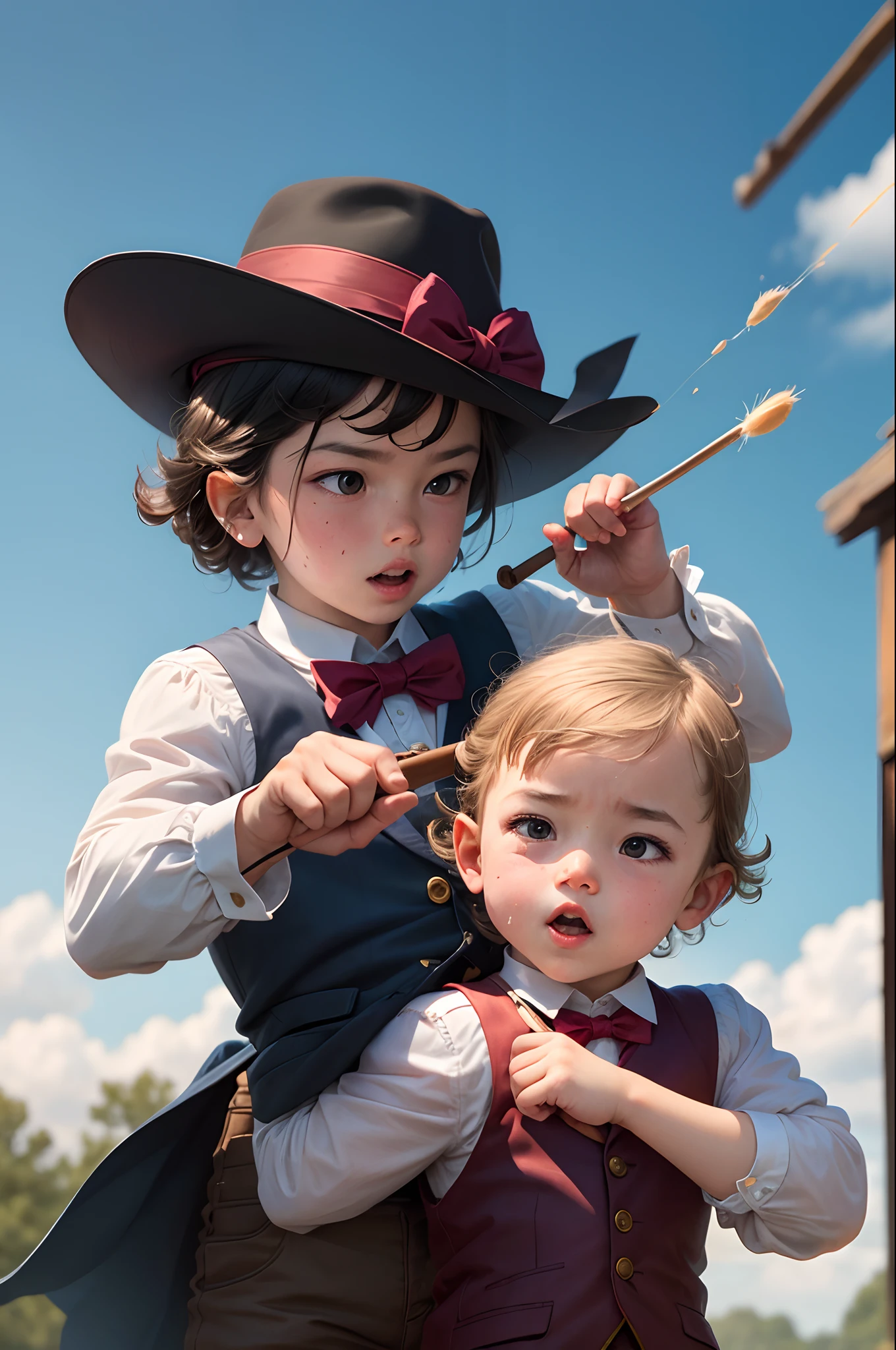 Toddler beating a man in a gentleman's duel