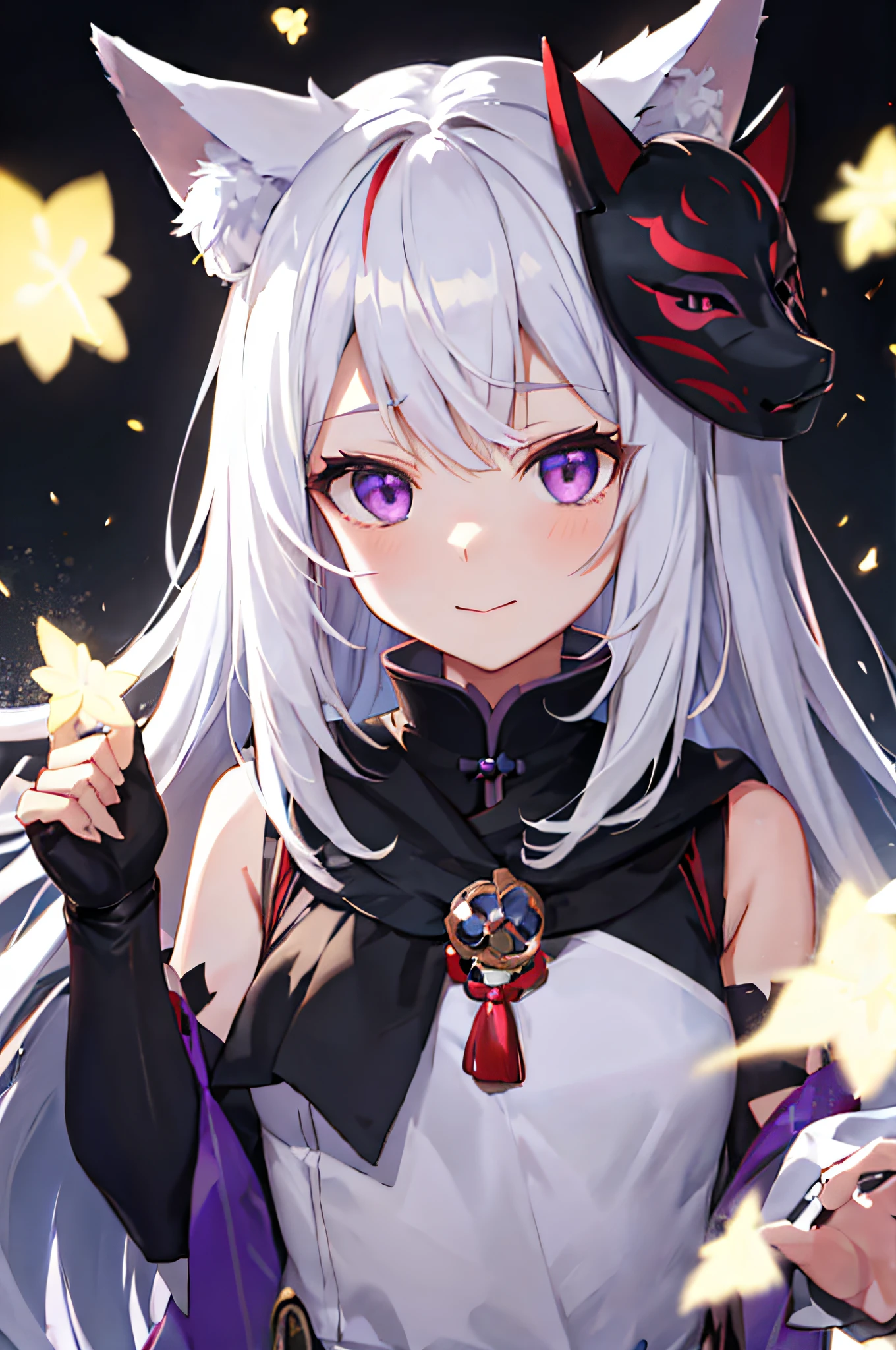 anime girl with white hair and black cat ears holding a knife, ayaka genshin impact, white haired deity, best anime 4k konachan wallpaper, anime style 4 k, demon anime girl, ayaka game genshin impact, onmyoji portrait, from arknights, badass anime 8 k, anime moe artstyle, mika kurai demon