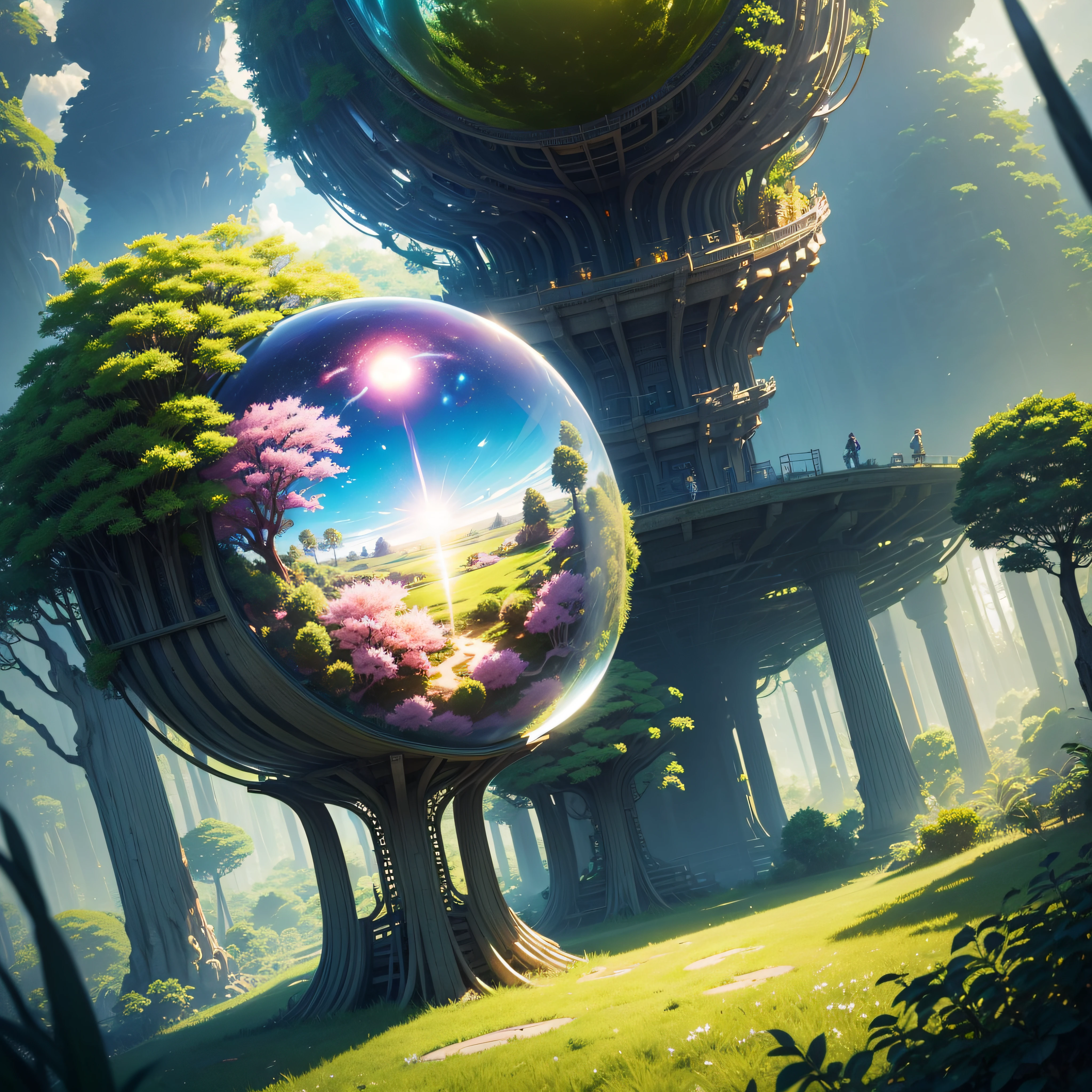 (((masutepiece))) (((Best Quality))) glass sphere, The tree々Close-ups of planets with lots of, Overgrown planet, Green Planet, World of Fractals, A world full of fantasy, Fantasy Planet, dyson sphere, Pink Planet, 3d render beeple, planet landscape, Round planet inspired by Johrah Boschart, planet, A futuristic world, Psychedelic Flower Planet, Ethereal world, (Outgoing Glow) --auto