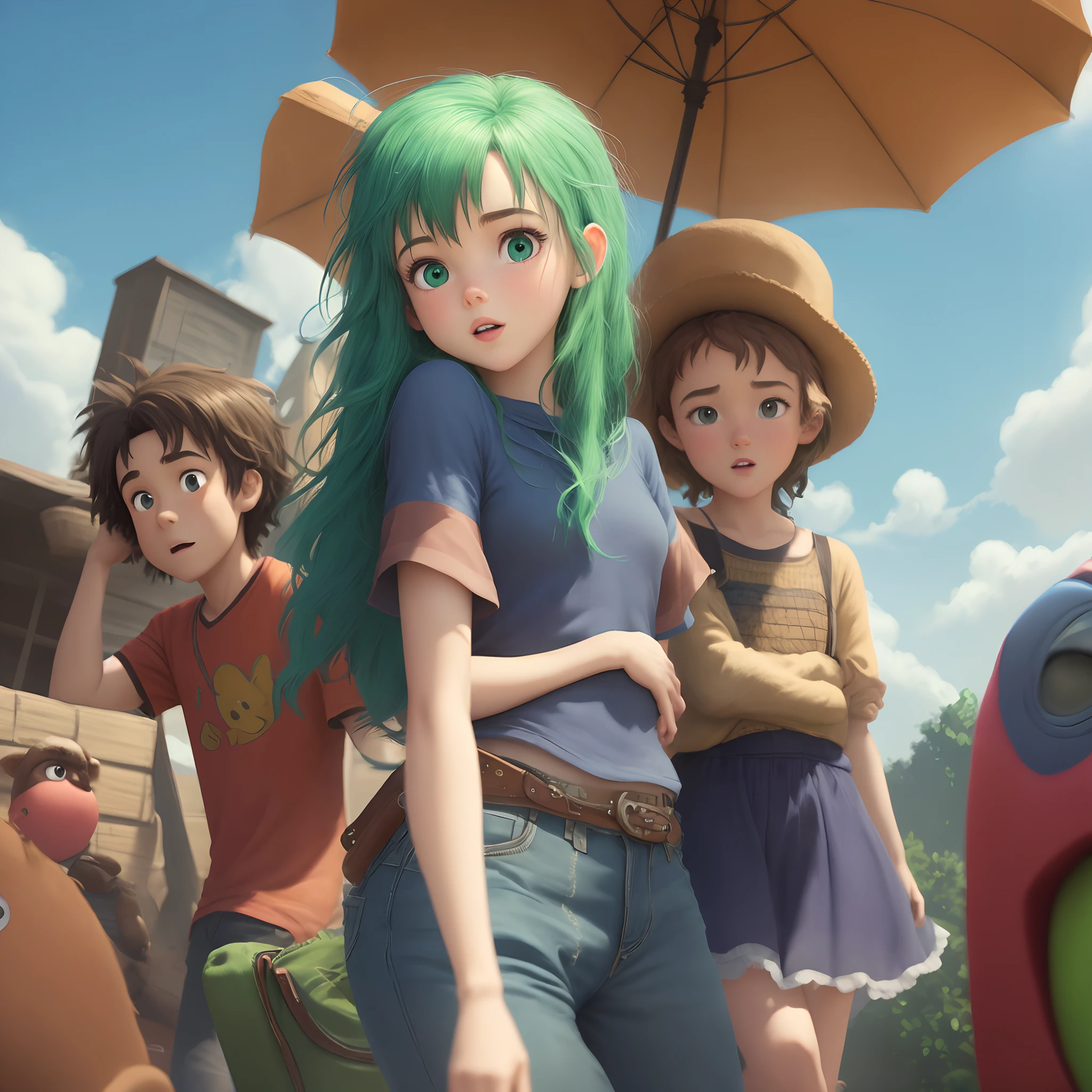 Pixar movie of a girl named Malachi with green hair. The movie name is Malachi