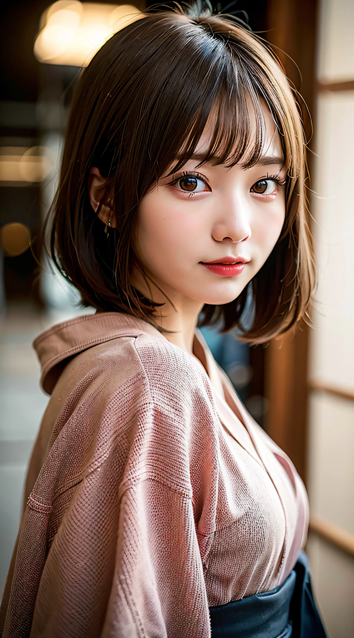 (8K, Raw photo:1.2), Detailed face and eyes,Best Quality, 超A high resolution, Highly detailed ,intricate detailes ,masutepiece ,Cute Girl , Soft cinematic light, Hyper-detailing,Sharp Focus, High quality, Blonde hair, bob cuts, Yukata