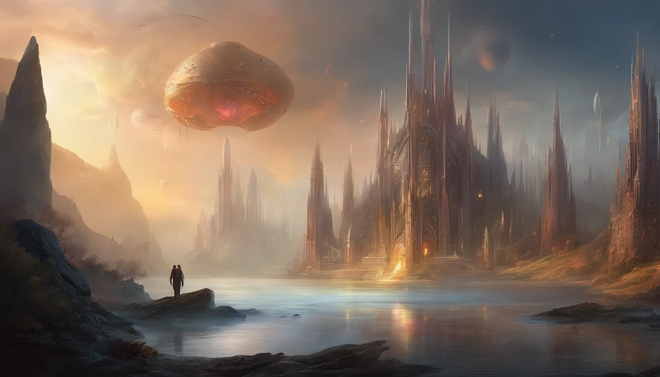 Best quality, Masterpiece, Photorealistic, (High resolution CGI artwork 8k), Create futuristic alien interiors in stunning vampire style, The color scheme is white and ethereal, Reflective opal,  Rose style, marbled, the bats, minerais preciosos, metals, Gemstones, crystals, Gorgeous and magnificent historical windows, A high resolution, 3D rendering of digital art masterpieces, The perfect blend of fantasy and reality, Fantastic shimmer, The cityscape is a mysterious fantasy alien world, Inspired by Beeple