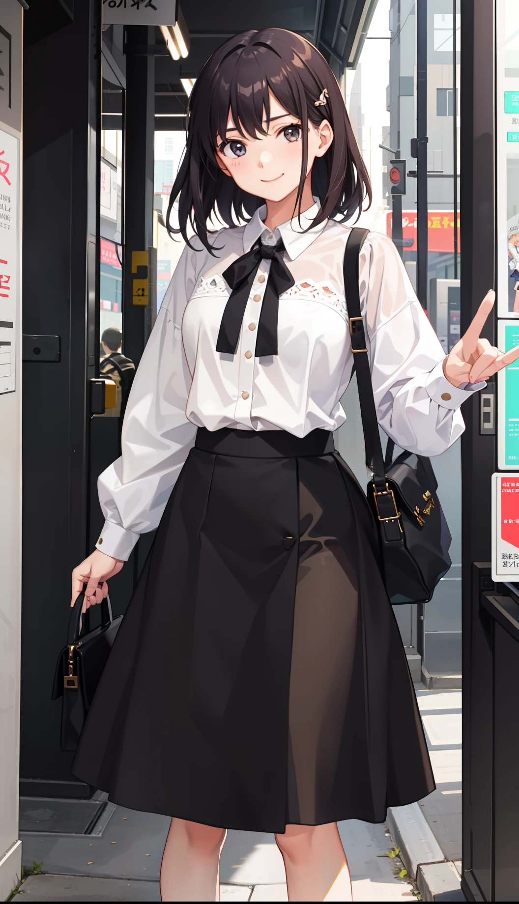 1girl in、A smile、The shirt、Blouse、skirt by the、（small tits）Chilarism、movement、