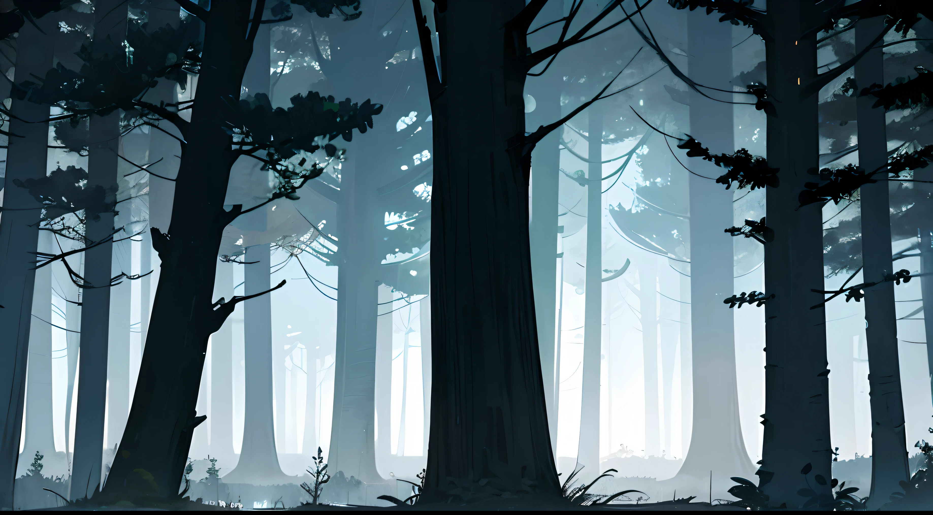 forest, tress, dark vibes, fog, night,