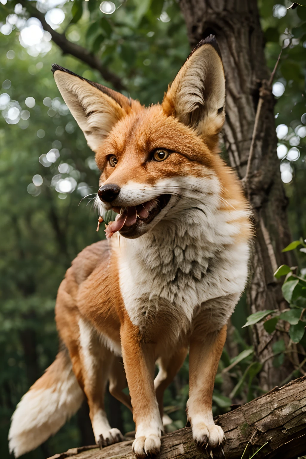 Eating birds　bite　Terrible wild fox