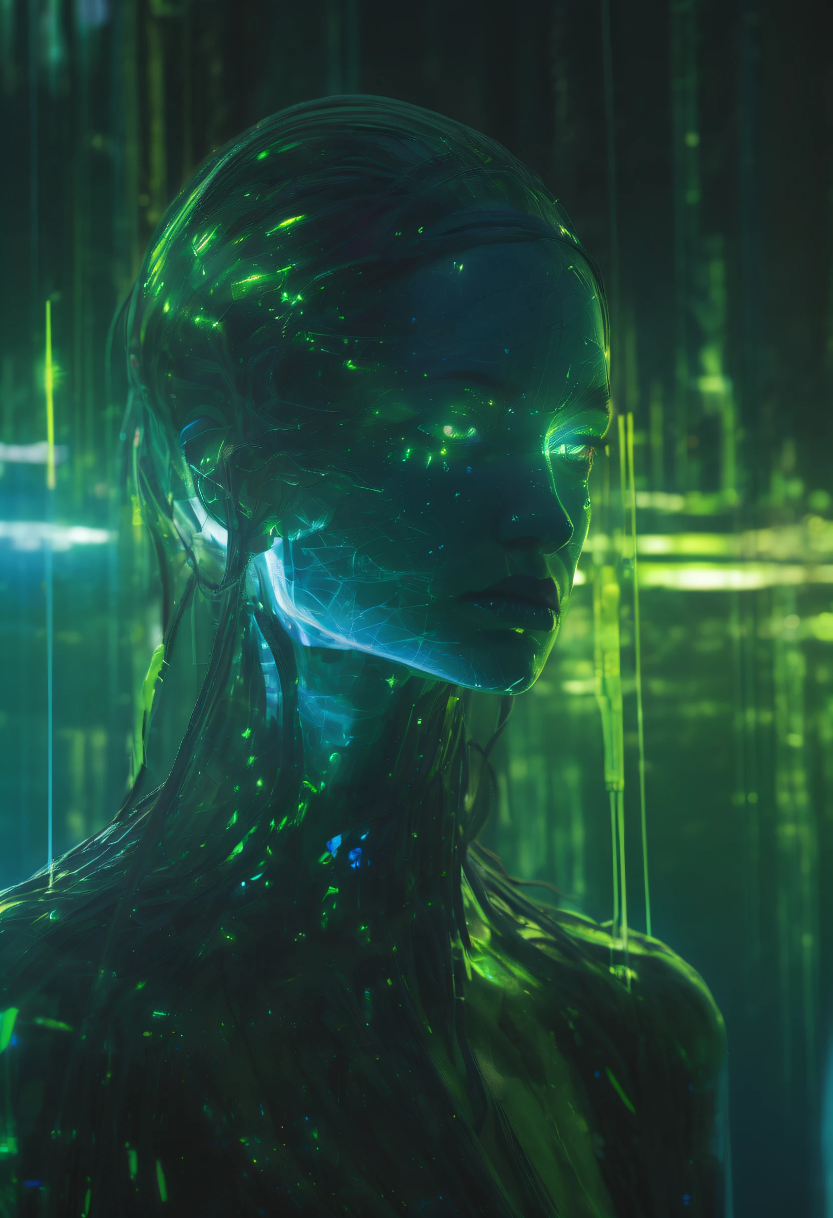 A close up of a person with a glowing face and body - SeaArt AI