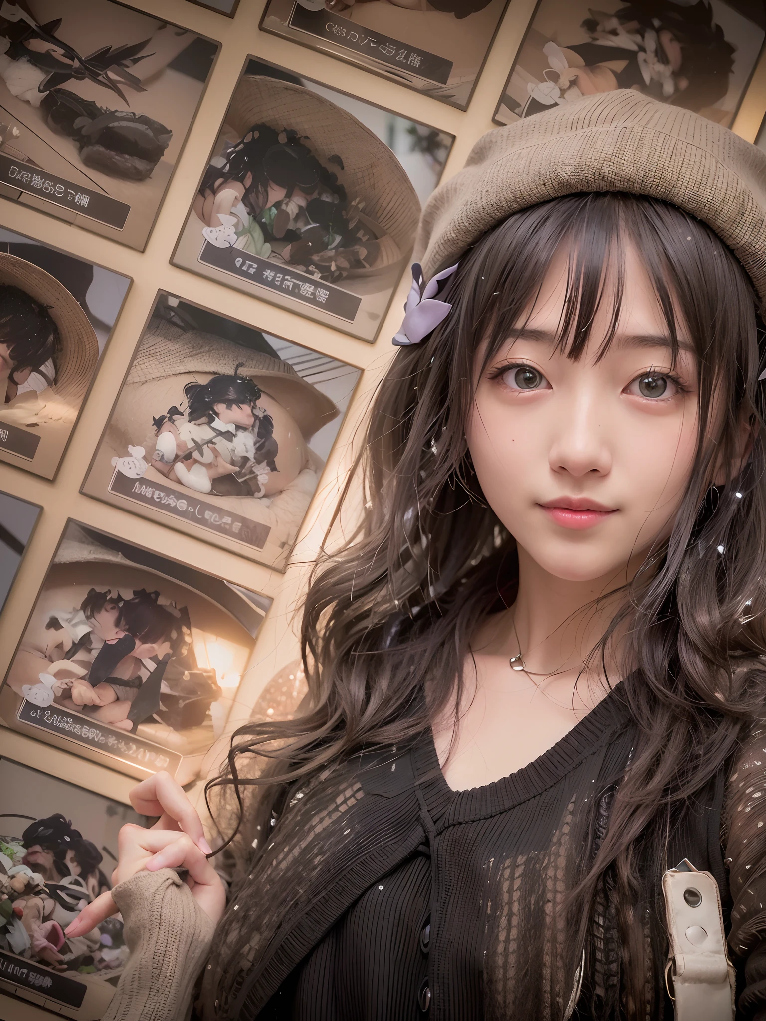 1girl, Tokyo street,night, cityscape,city lights,upper body,close-up,smile,, (8k, RAW photo, best quality, masterpiece:1.2),(realistic, photo-realistic:1.37),