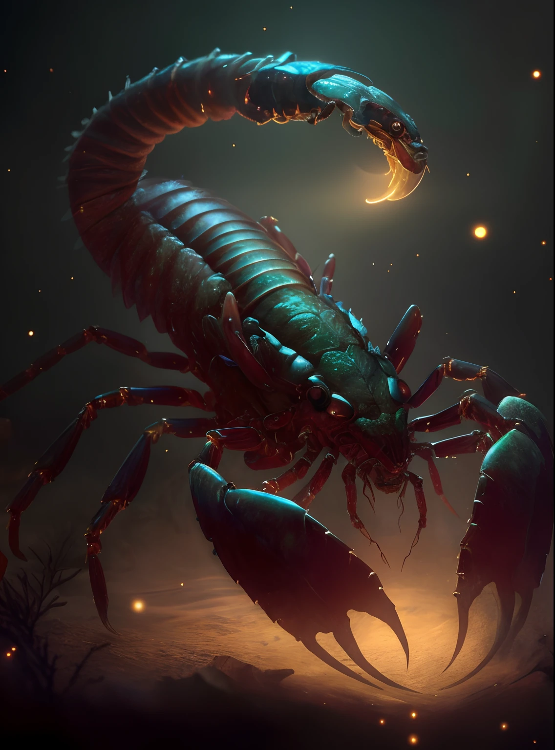 Masterpiece, Best quality, Extremely detailed 8k wallpaper, Scorpio,mkscorpion,pincers,Scorpio,Glow the opposite sex,Zodiac sign Scorpio,