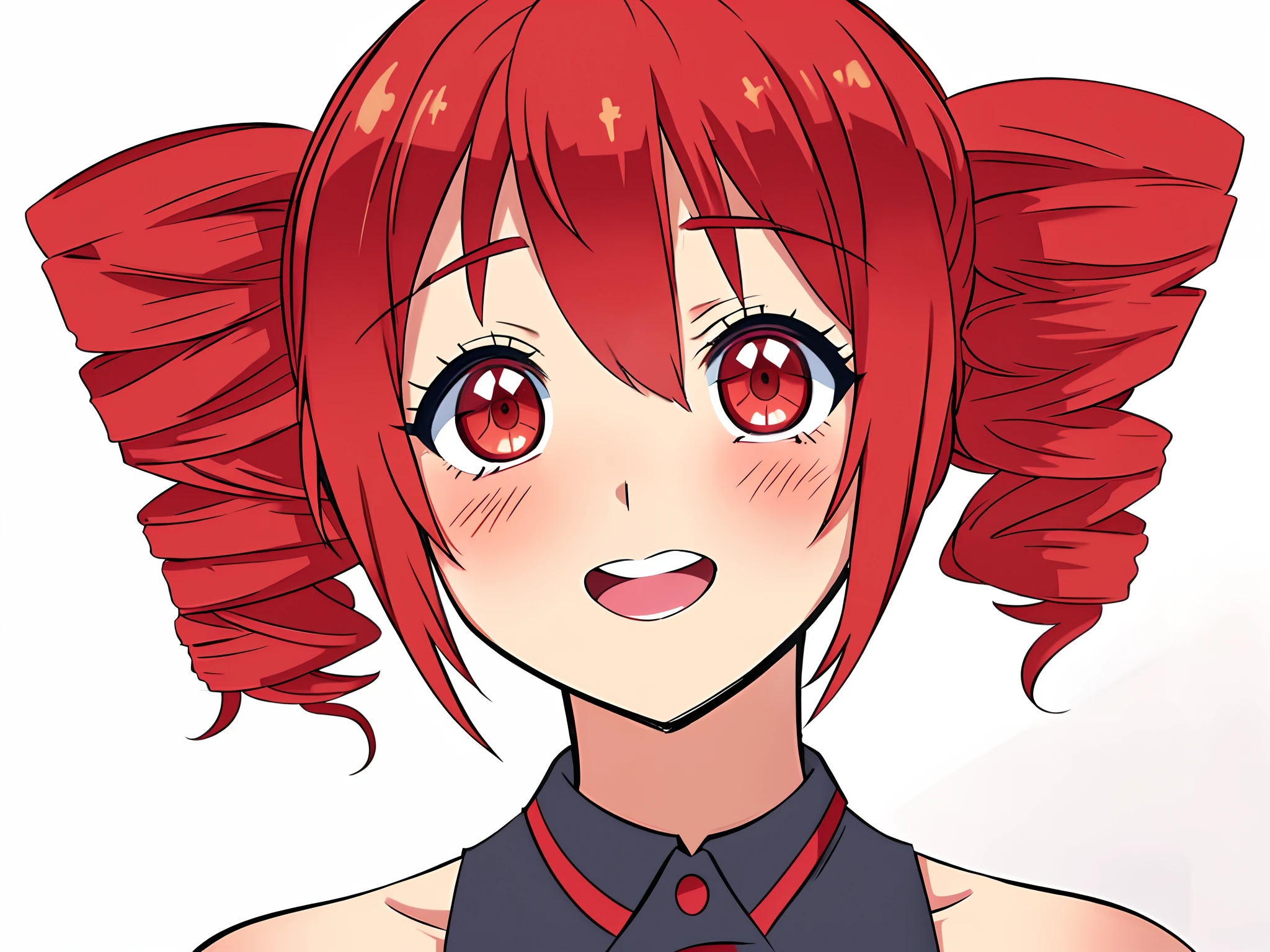 anime girl with red hair and a bow in her hair, rin, asuka, crimson red hair and red eyes, hana yata, ((red)) baggy eyes, yayoi kasuma, rei hiroe, [[[[grinning evily]]]], with red hair, ( yoshinari yoh ), (((blushed face))), ((hentai)), (((winking))), got squirted with (sperm)