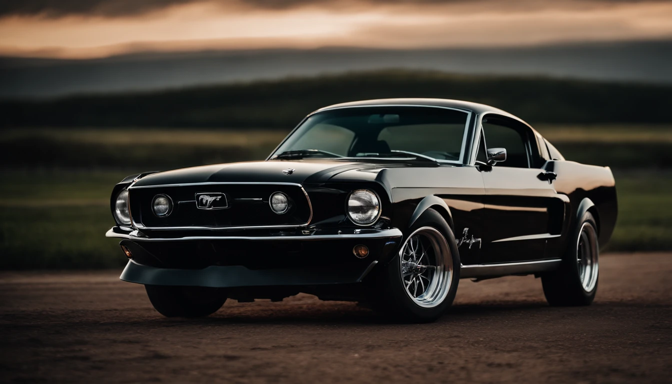 drifted mustang with cloud