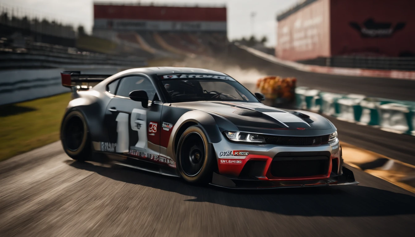 Create a captivating image of a realistic drift car in action, with the skilled driver at the helm. The camera perspective is set to a dynamic medium shot, capturing the intense connection between the driver and the car. Utilize a Nikon D850 paired with a Sigma 50mm f/1.4 DG HSM Art Lens to ensure sharp focus on both the car and the driver.

The 4K resolution emphasizes the minute details of the car's movement and the driver's concentration. Employ Unreal Engine 5 render to infuse the scene with cinematic realism, making it feel like a thrilling movie sequence.

Choose an 85mm lens to emphasize the driver's expressions and the car's performance. The 3D rendering capabilities should ensure that every aspect of the car's drift, from the tire smoke to the precise angle of the drift, is hyper-realistic. Utilize HDR lighting to accentuate the drama and excitement of the scene.

The driver should be dressed in professional racing attire, with a focused expression and gloved hands skillfully manipulating the steering wheel. The car's exterior should be adorned with racing decals and bear the wear and tear of high-speed drifting.

The Canon EOS R6 Mark II and Canon EOS R5 cameras will capture the driver's adrenaline-fueled determination and the car's graceful power. This composition will result in a high-resolution, hyper-detailed, photorealistic image that showcases the exhilarating skill and precision of a drifting car and its masterful driver, making viewers feel like they're at the heart of the action